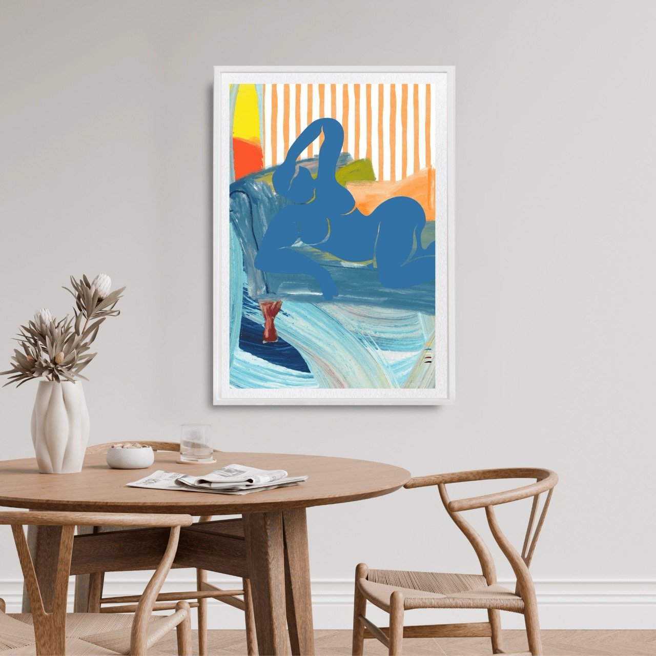 Modern Reclining Woman with Stripes Art Print, Sydney Artist - Eternal Art Prints - Eternal Art & Design