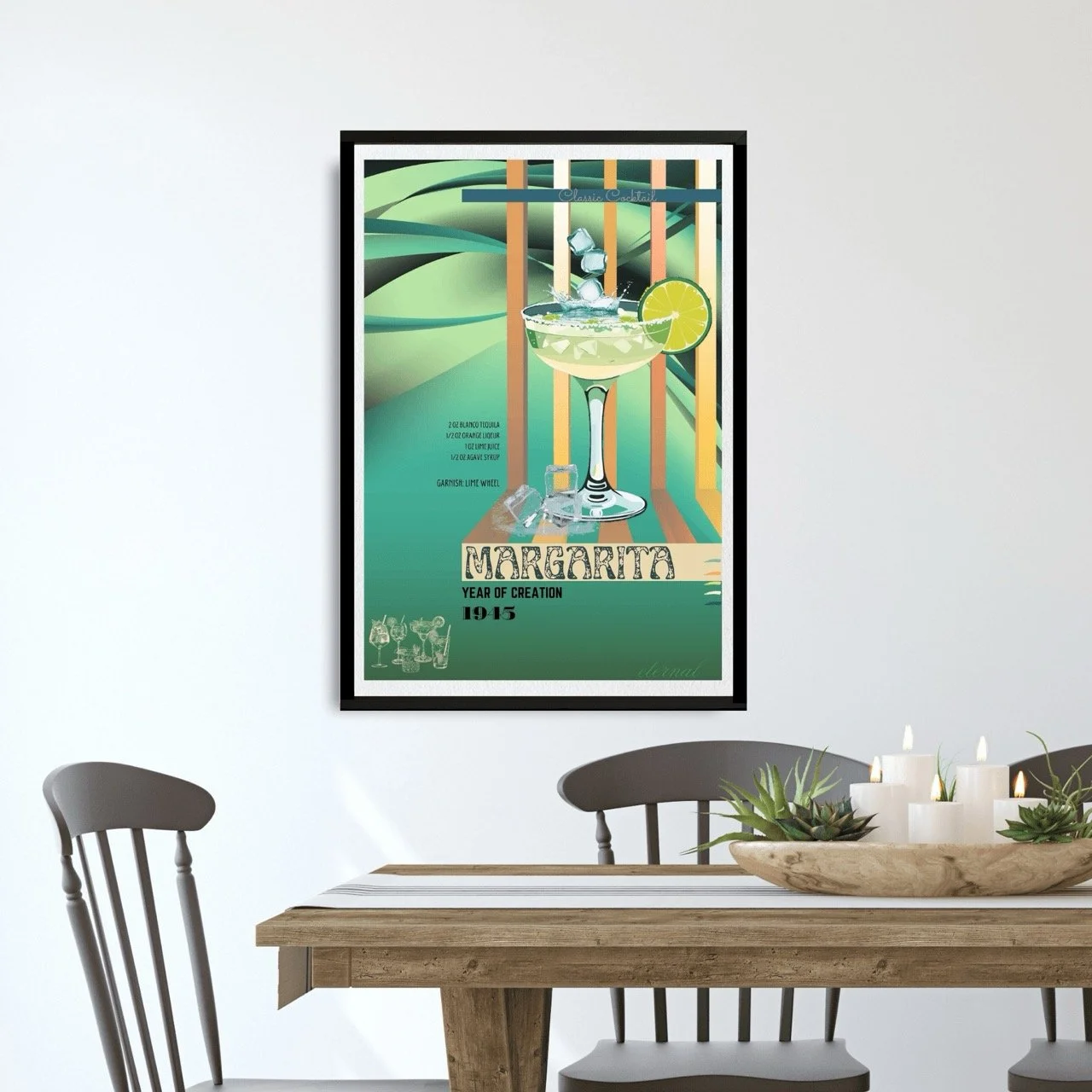 Retro Margarita Lime Classic Cocktail Culture Art Print, Eternal Art Prints - Eternal Art & Design