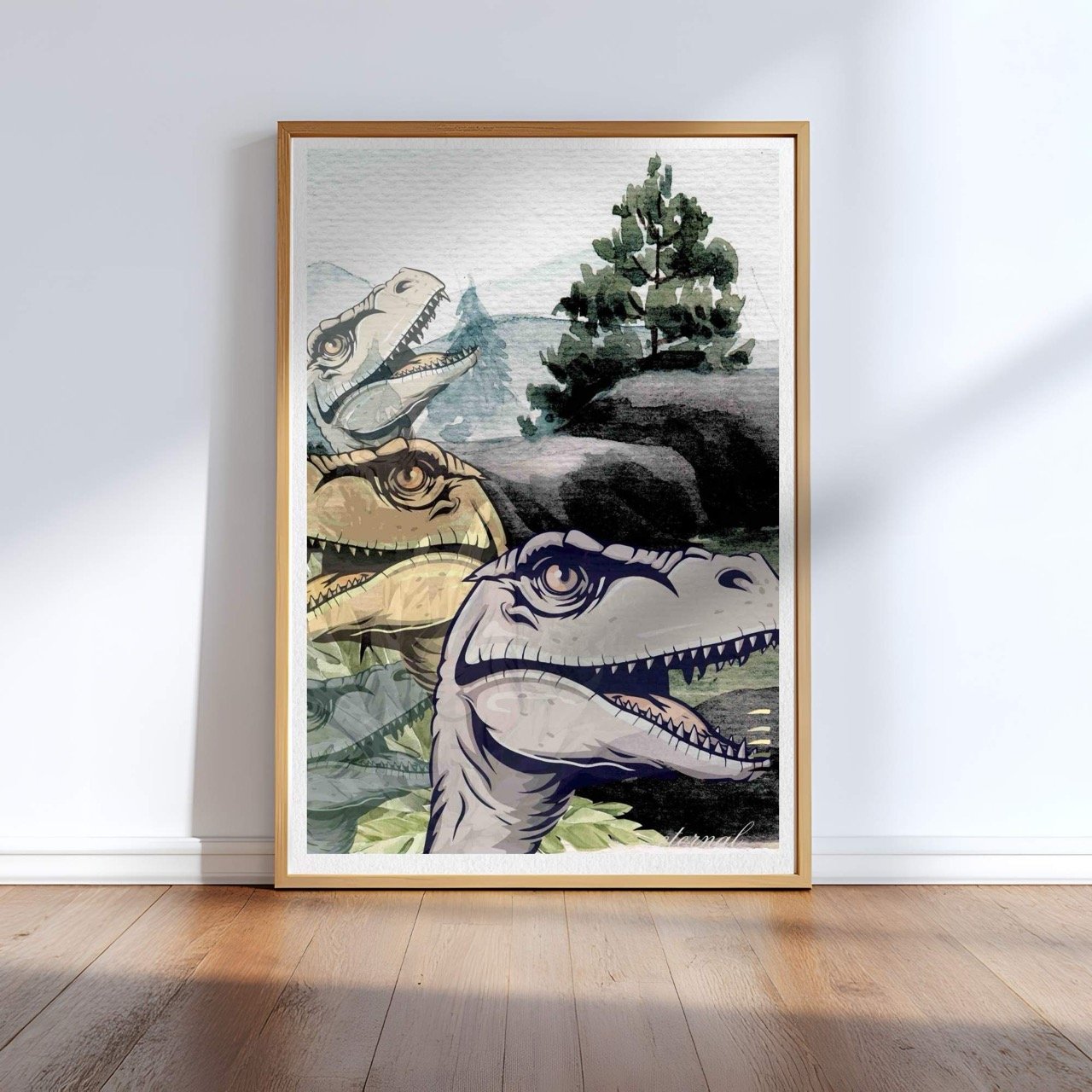 T-Rex Dinosaur Prehistoric Wall Art Print, Eternal Art Prints