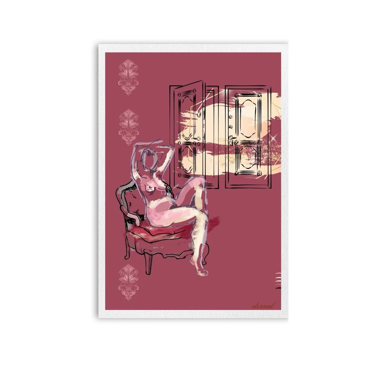 Female Figure Nude Tranquil Seated Art Print, Sydney Artist - Eternal Art Prints - Eternal Art & Design