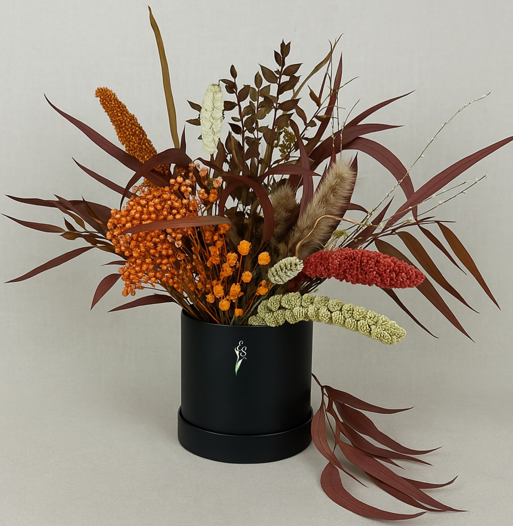 Crimson Harvest Bouquet Gift Box - Eternal Stems. Handcrafted dried & preserved arrangement