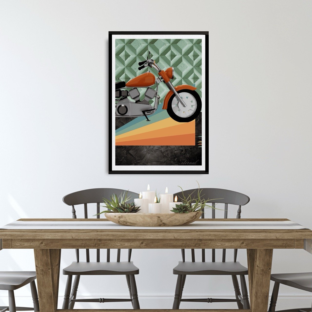 Retro Motorcycle Art Print - Sydney Artist, Eternal Art Prints - Eternal Art & Design