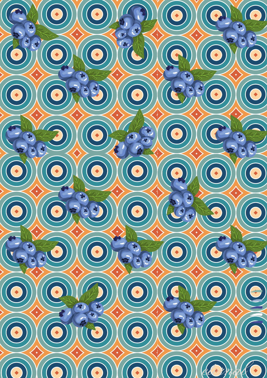 Blueberry Burst Retro Wall Art Print, Eternal Art Prints