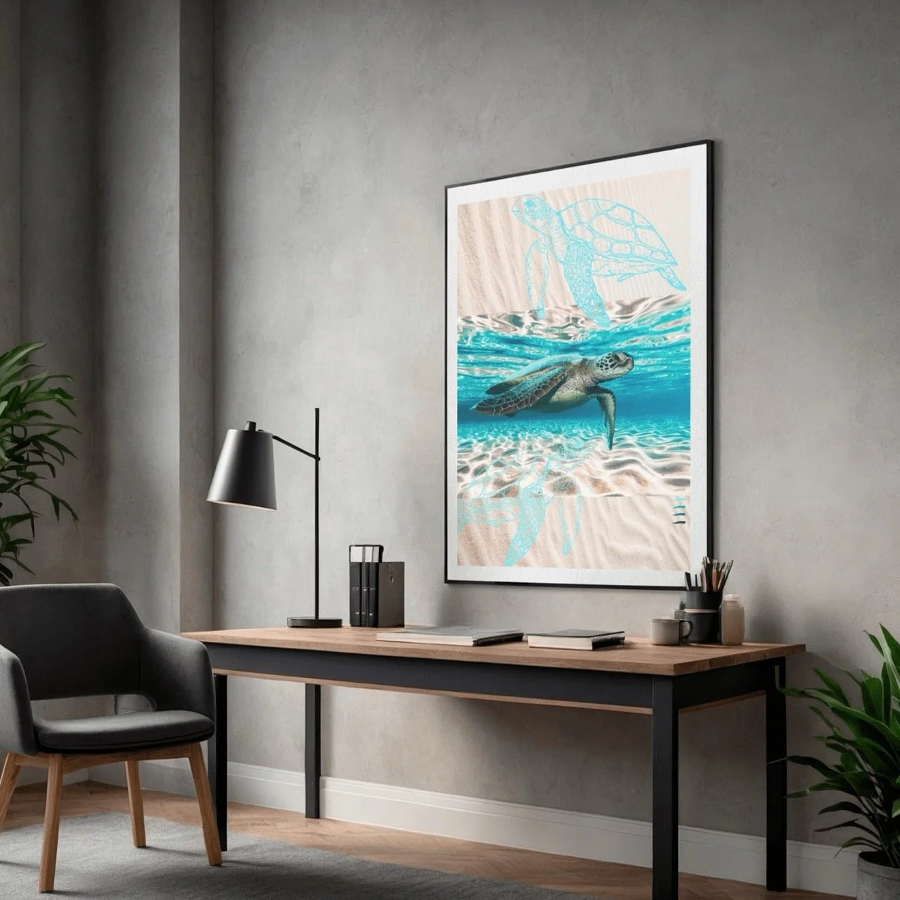 Water Turtles Modern Coastal Wall Art Print - Sydney Artist, Eternal Art Print - Eternal Art & Design