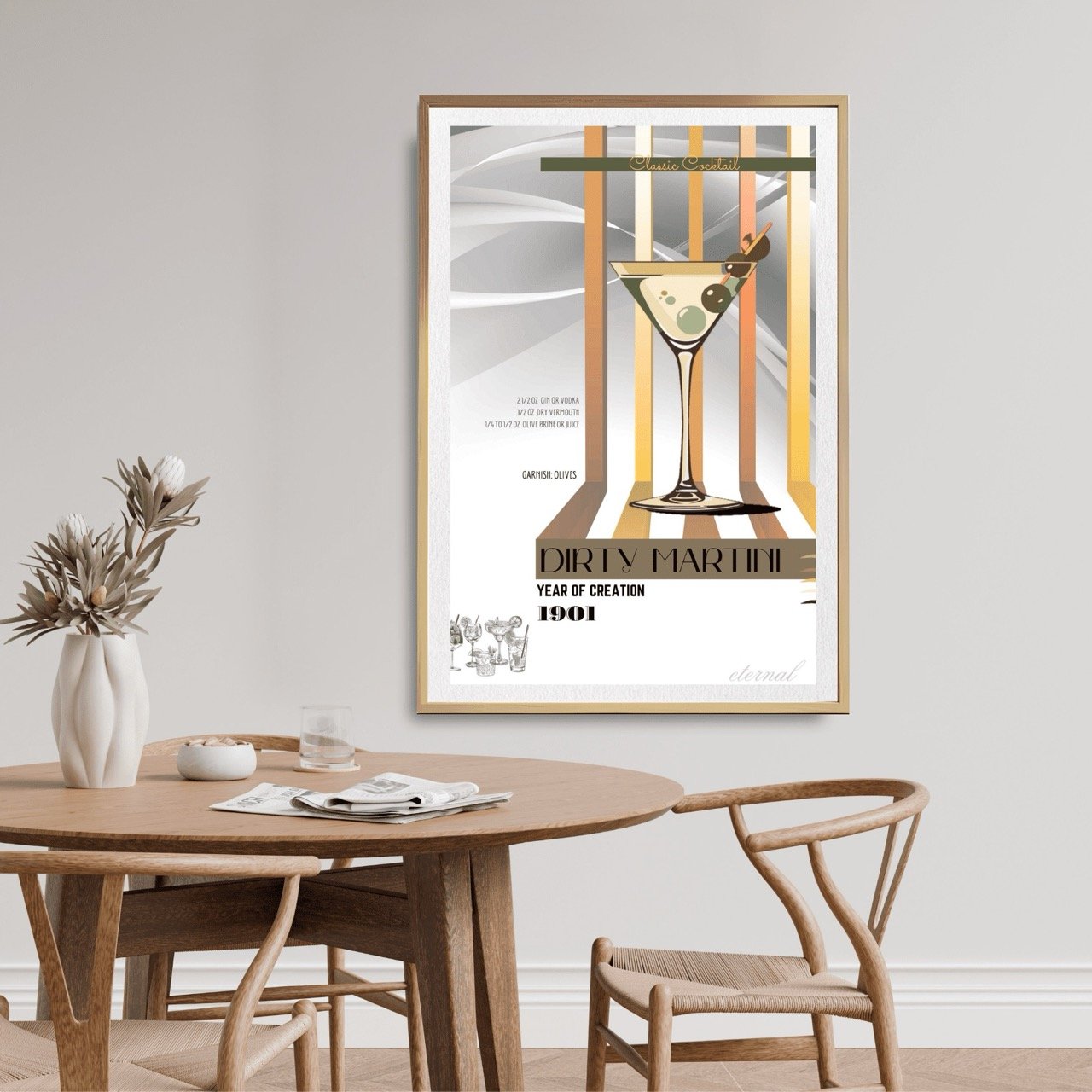 Retro Dirty Martini Classic Cocktail Culture Wall Art Print, Eternal Art Prints - Eternal Art & Design
