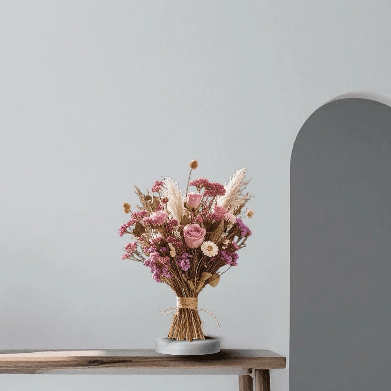 Large Dried Flower Bouquet - Pink & White Luxe Home Decor & Gift (70cm Tall) - Handcrafted dried & preserved arrangement. - Eternal Art & Design