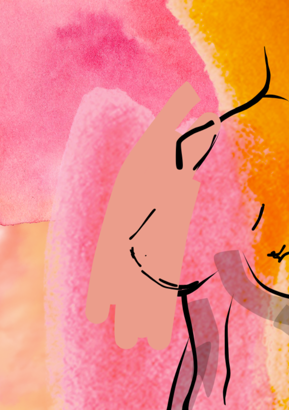 Nude Female with Orange and Pink Art Print, Sydney Artist - Eternal Art & Design - Eternal Art & Design