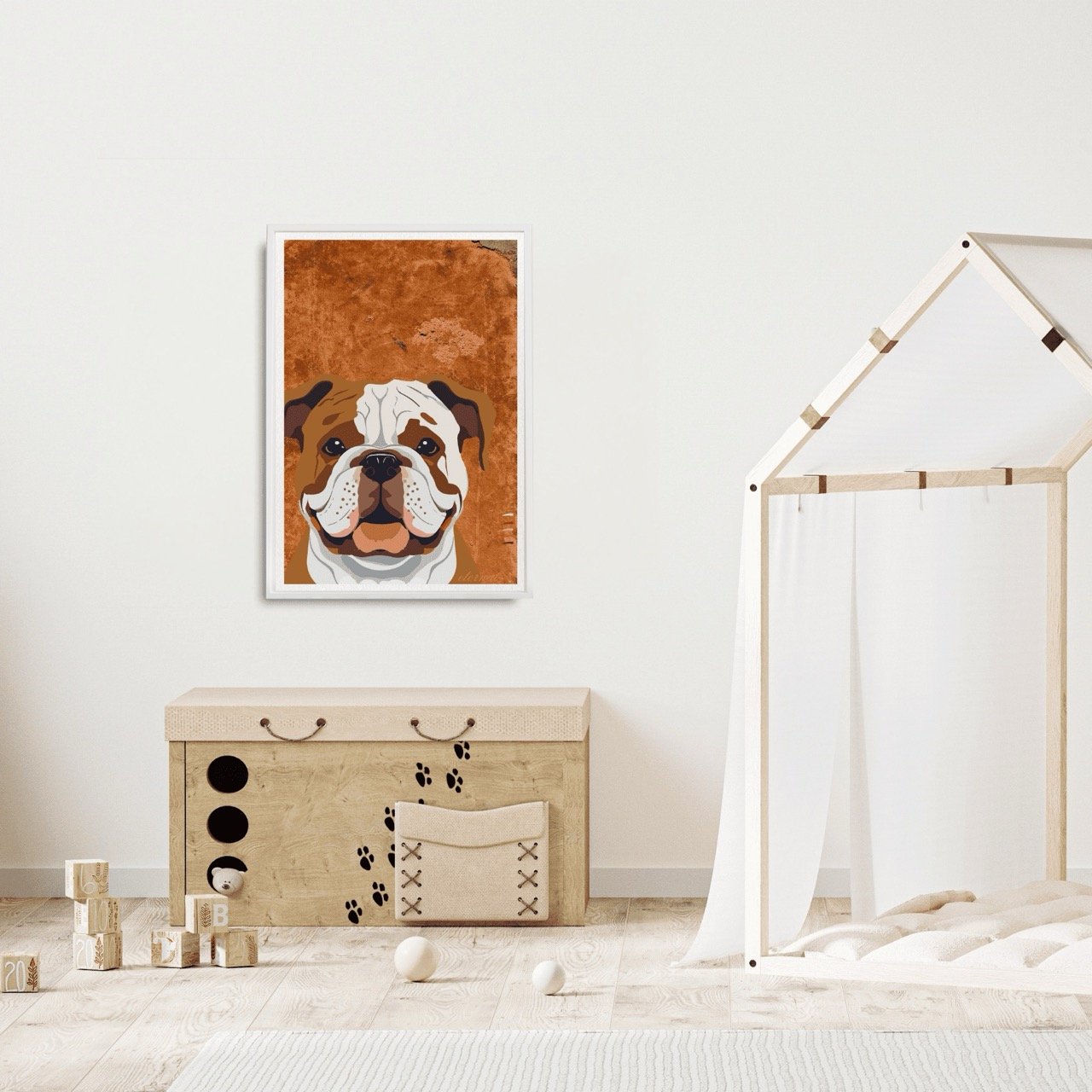 Bulldog Face Wall Art Print - Sydney Artist, Eternal Art Prints - Eternal Art & Design