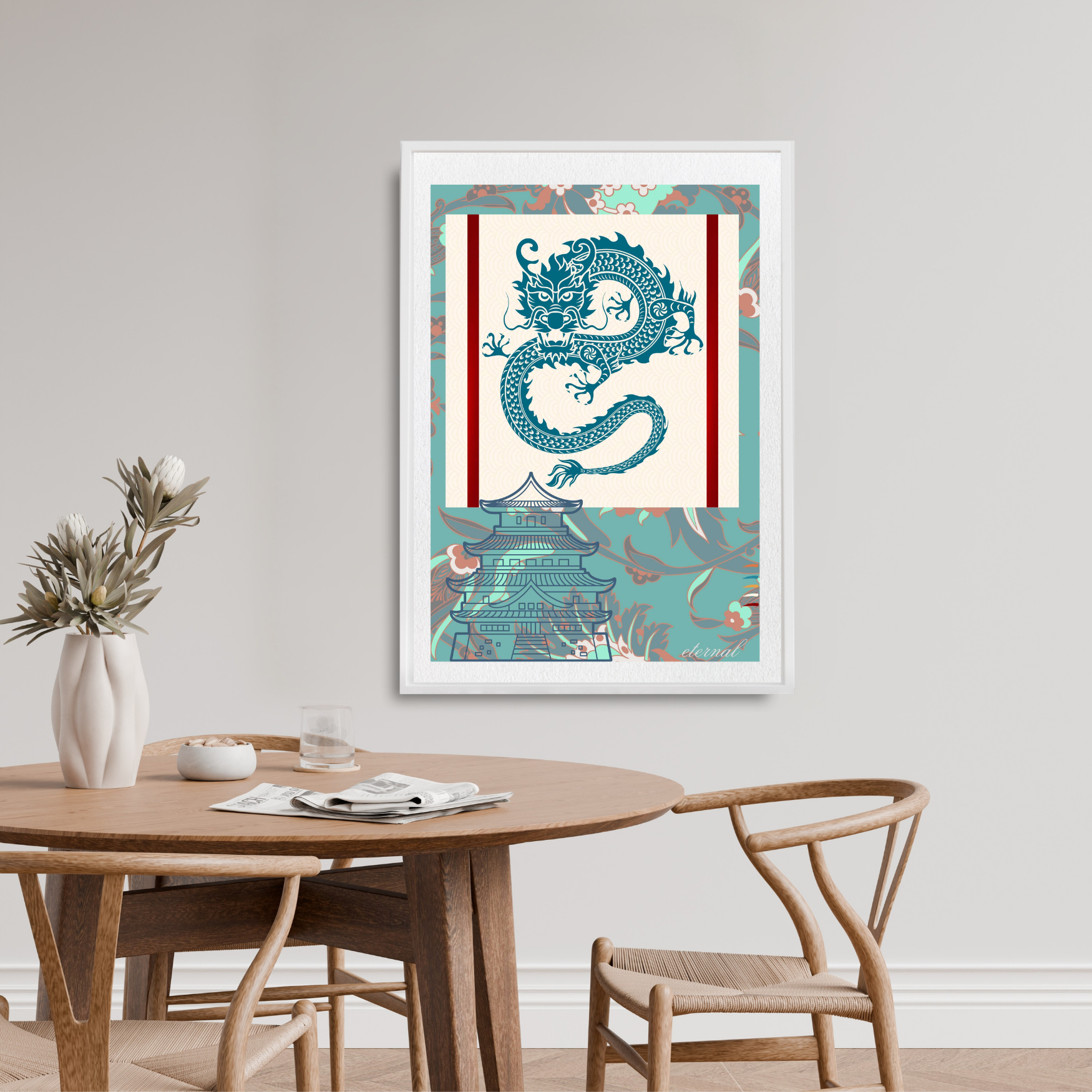 Temple and Dragon Wall Art Print, Eternal Art Prints - Eternal Art & Design