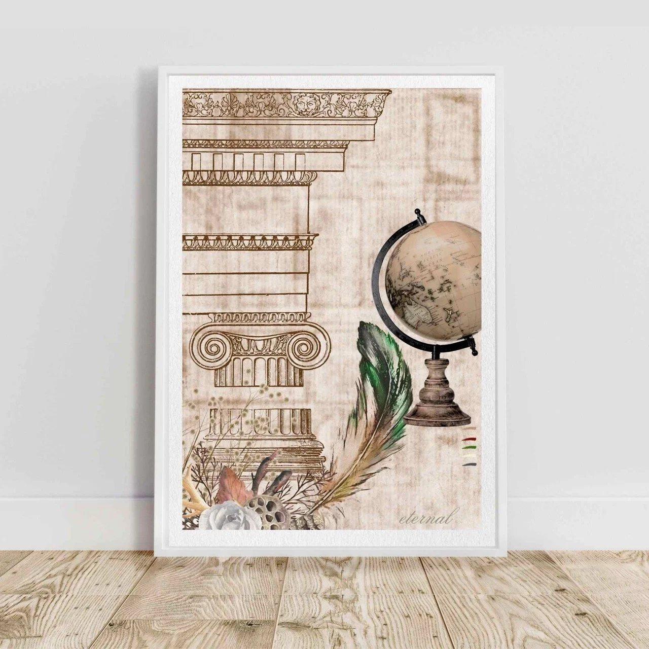 Vintage Architecture & Botanical Feather Print - Special Edition Wall Art Eternal Art Prints - Eternal Art & Design