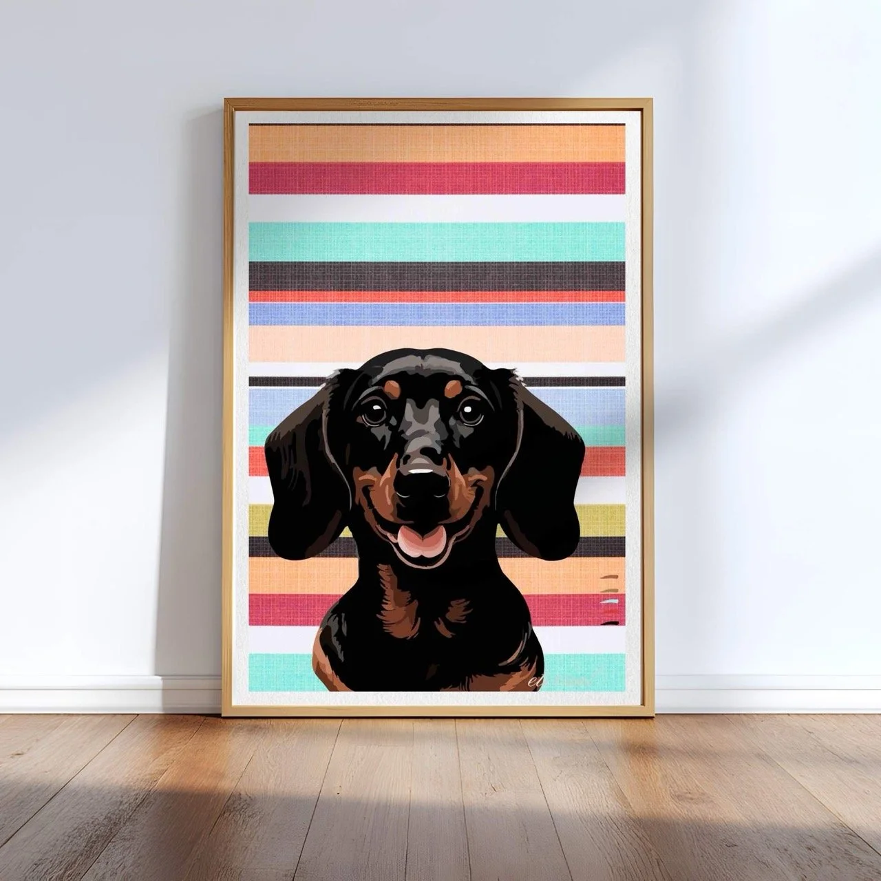 Dachshund Dog with Stripes Wall Art Print - Sydney Artist, Eternal Art Prints - Eternal Art & Design