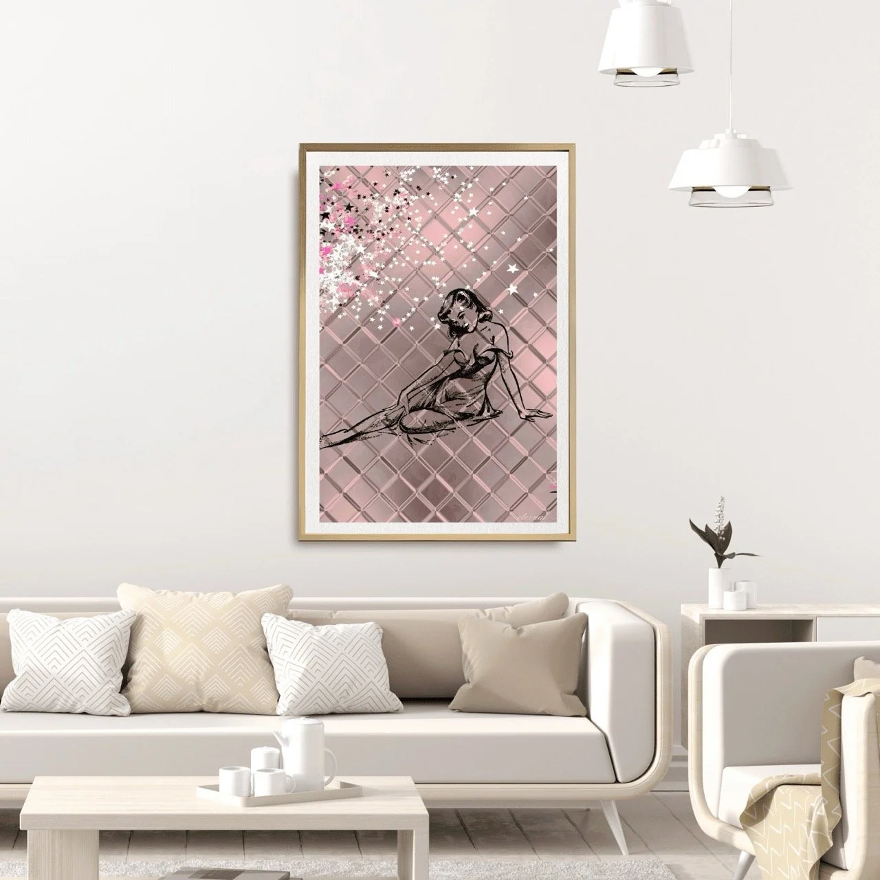 Female Icon Retro Pin-up in Pink Wall Art Print, Sydney Artist - Eternal Art Prints - Eternal Art & Design