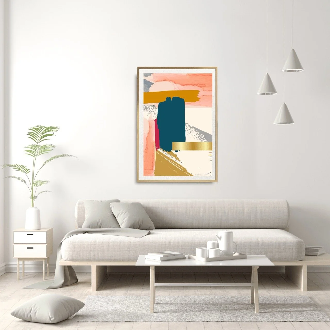 Modern Abstract Brushstrokes with Gold Art Print - Sydney Artist, Eternal Art Prints - Eternal Art & Design