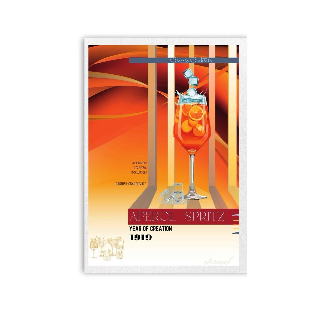 Aperol Spritz Retro Cocktail Culture Wall Art Print, Eternal Art Prints - Eternal Art & Design