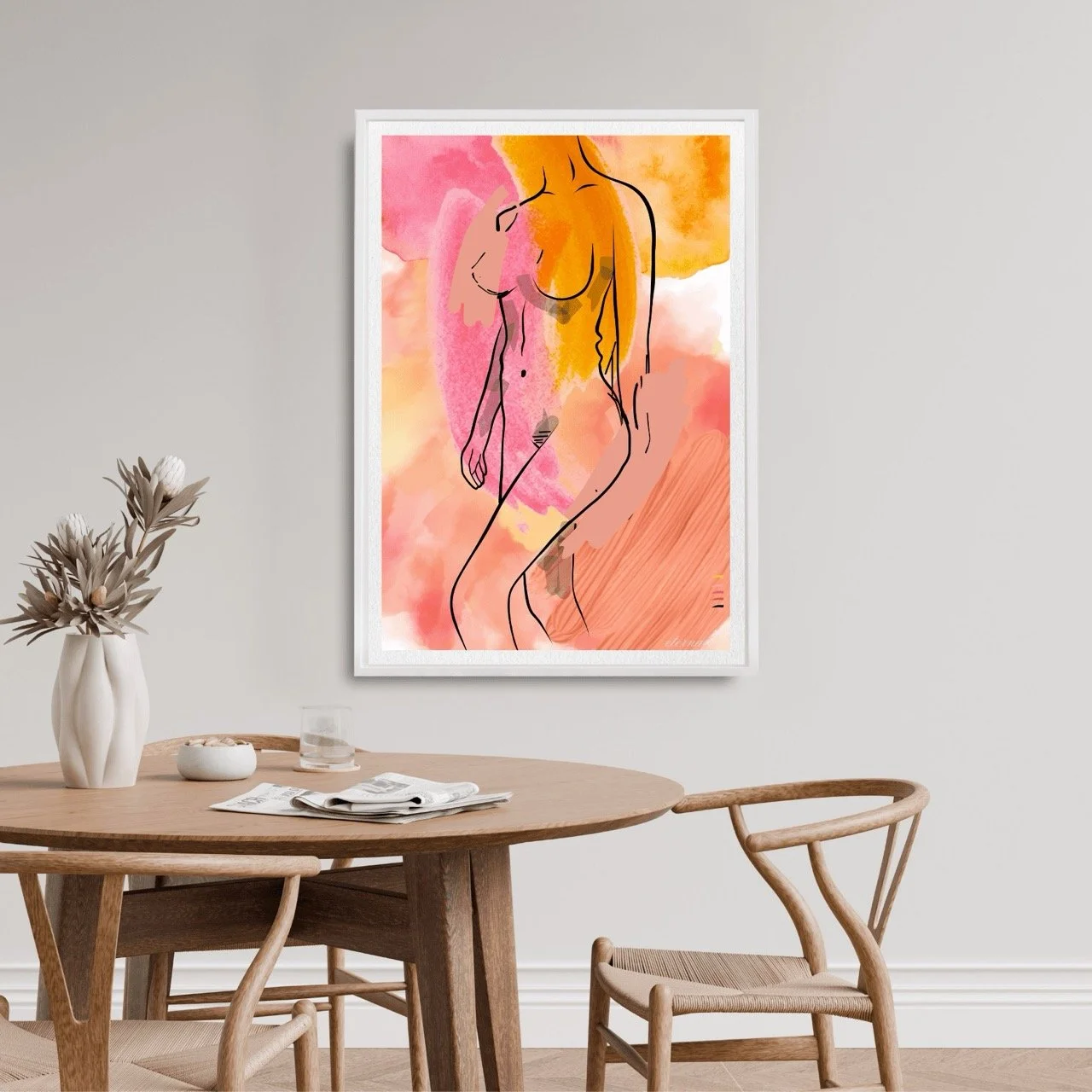 Female Nude with Orange and Pink Art Print, Sydney Artist - Eternal Art Prints - Eternal Art & Design