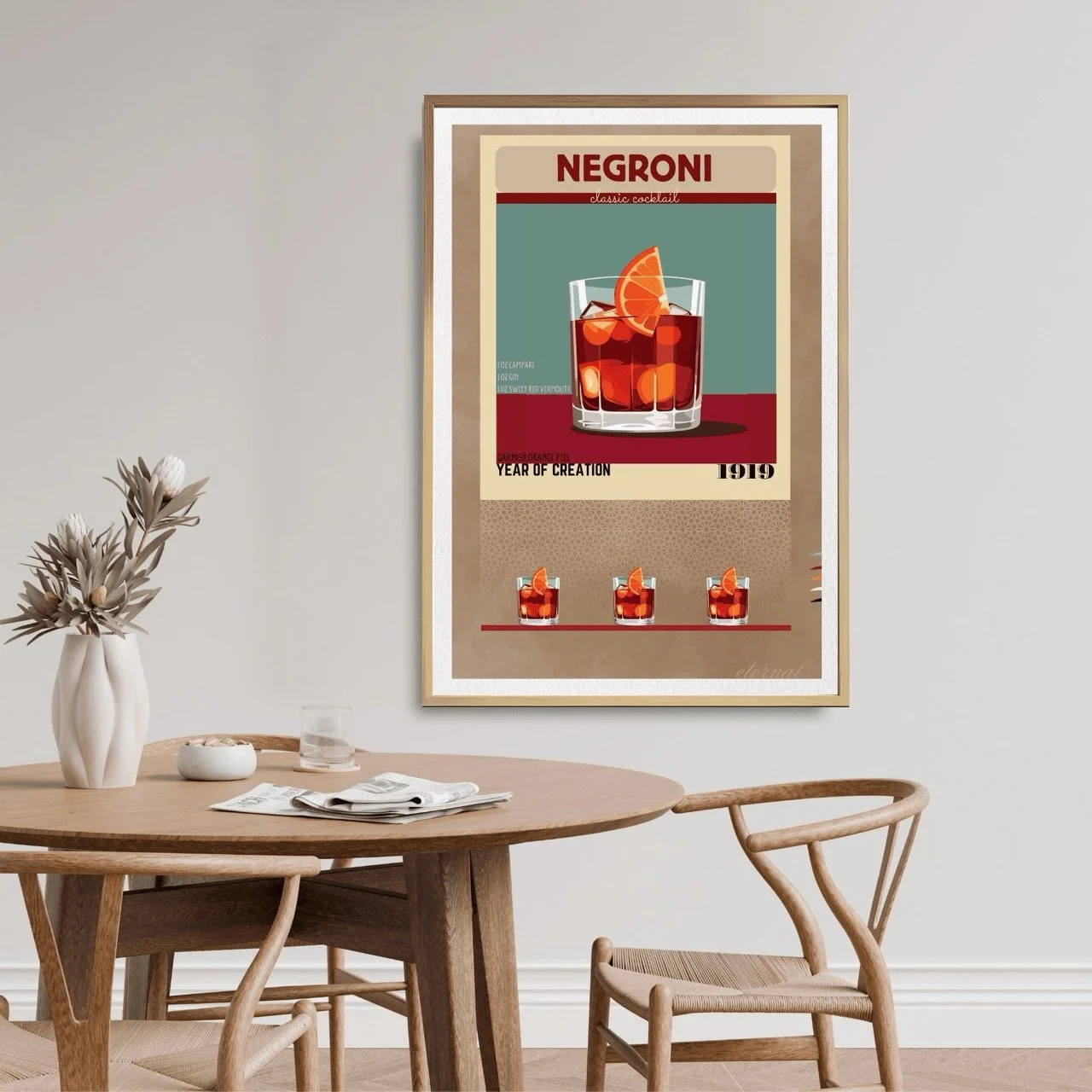 Negroni Retro Cocktail Culture Wall Art Print, Eternal Art Prints - Eternal Art & Design