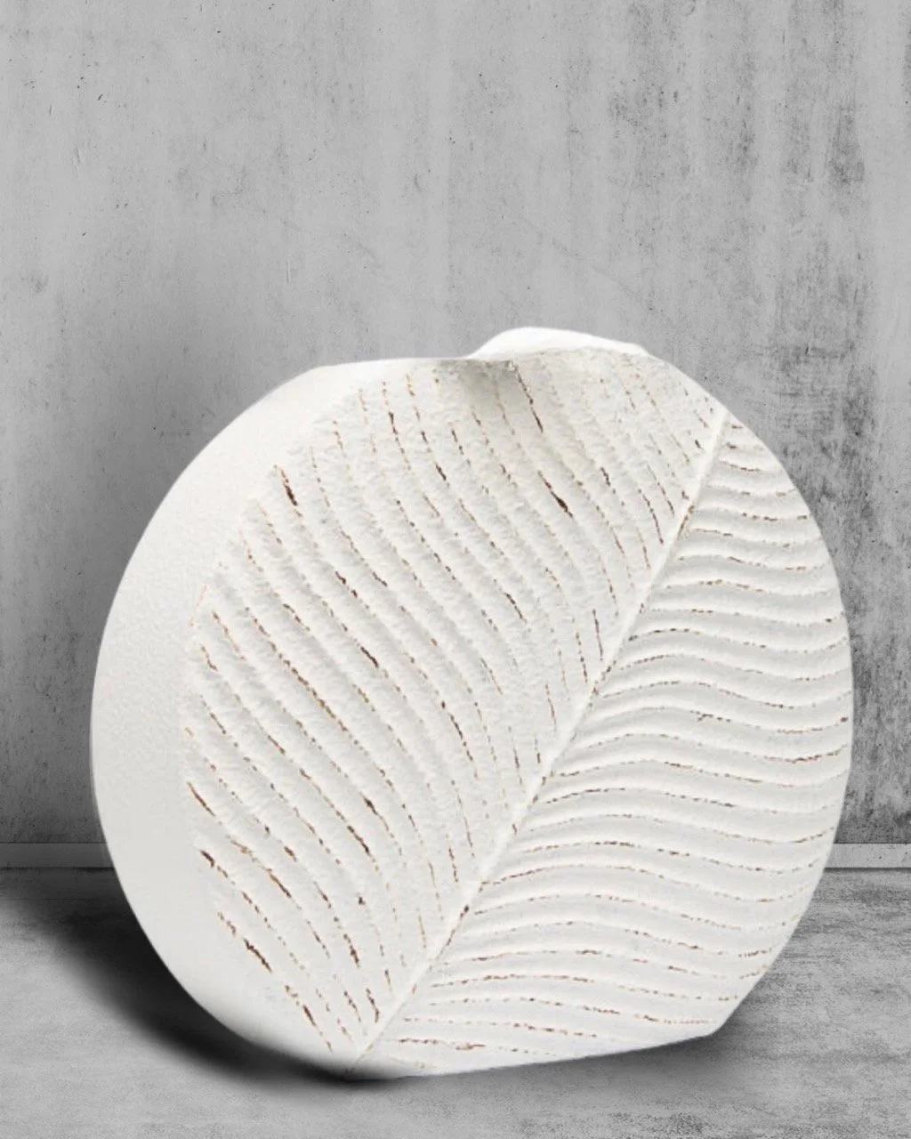 Modern Textured White Vase - Metal Minimalist Tabletop Decor (28.5cm) - Eternal Art & Design Sydney - Eternal Art & Design