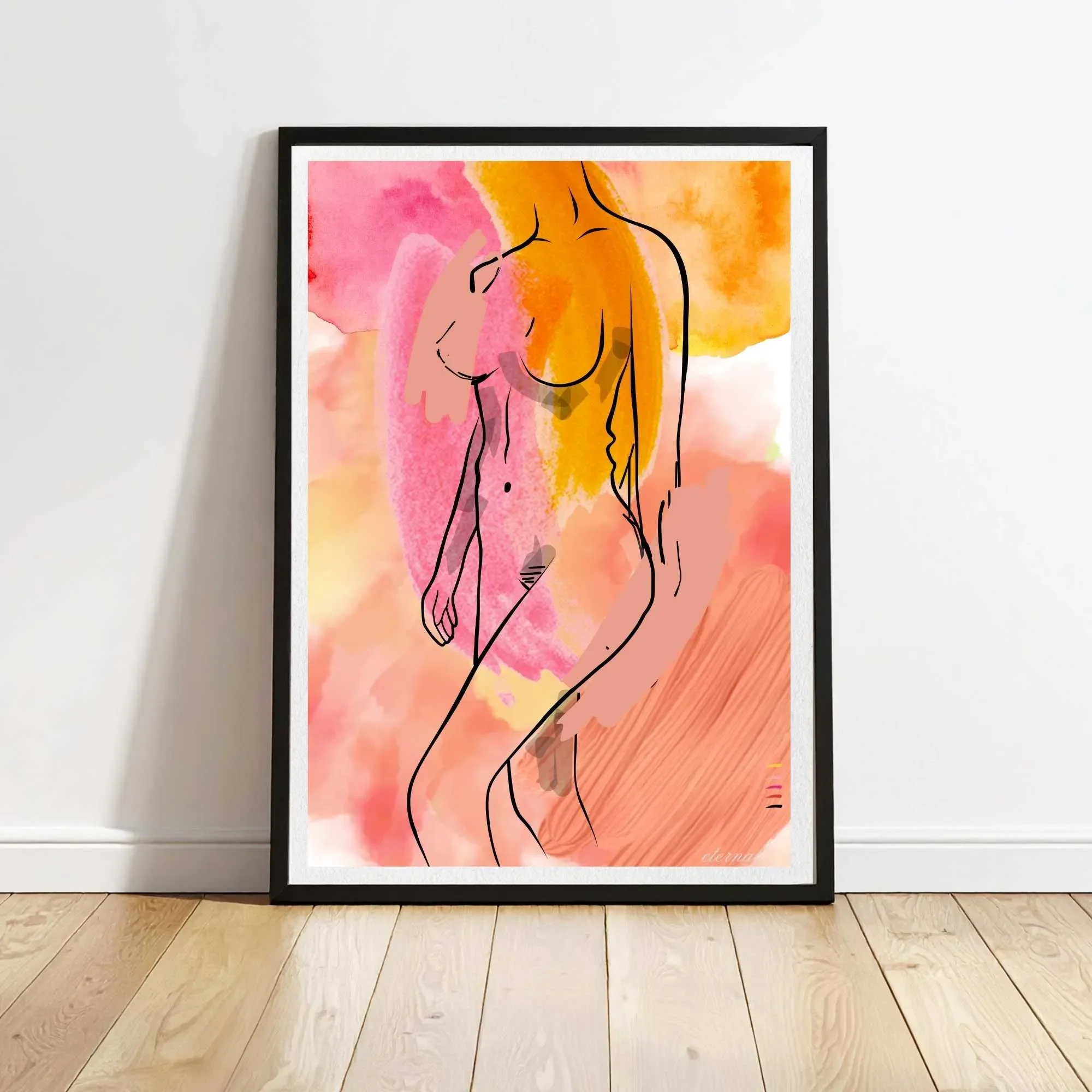 Female Nude with Orange and Pink Art Print, Sydney Artist - Eternal Art Prints
