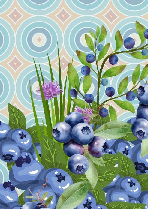 Blueberry Bliss Retro Wall Art Print, Eternal Art & Design - Eternal Art & Design