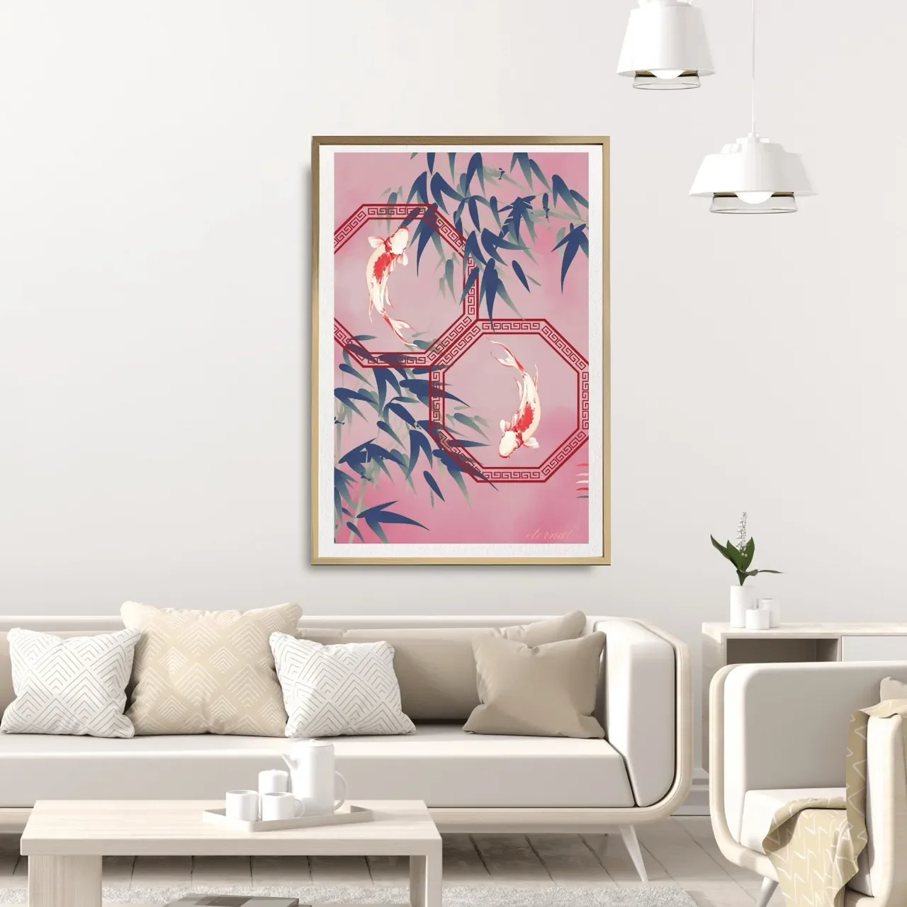 oak framed koi and bamboo print. I10006 (2) Large_converted.webp