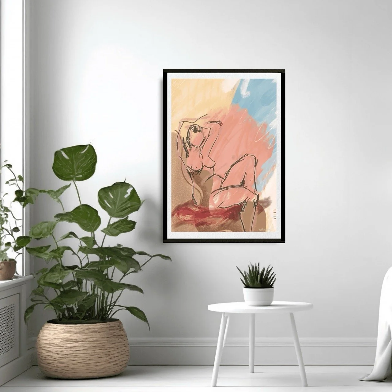 Female Nude Figure Seated with Colourful Background Wall Art Print, Sydney Artist - Eternal Art Prints - Eternal Art & Design