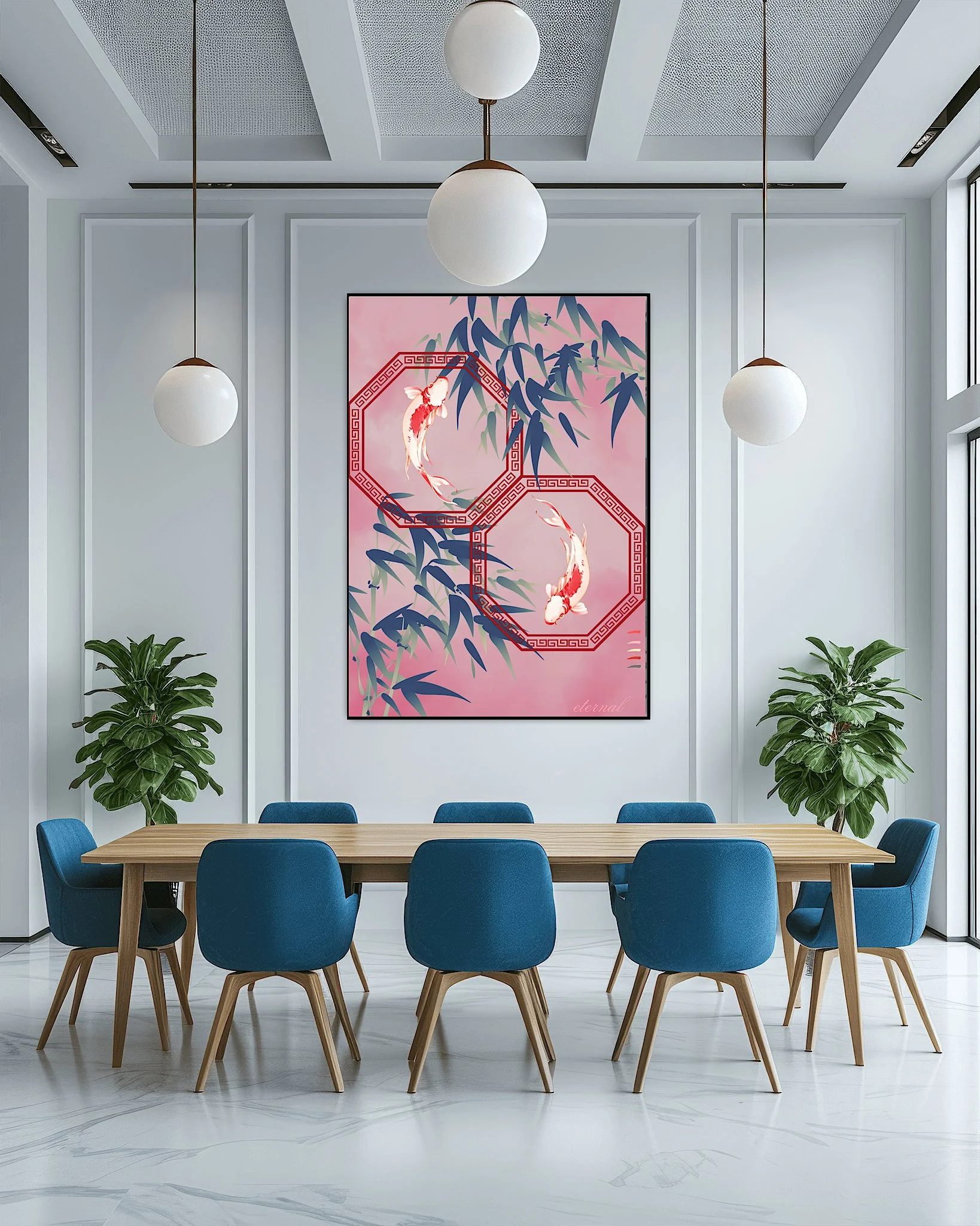Koi and Bamboo Wall Art Print, Eternal Art & Design - Eternal Art & Design