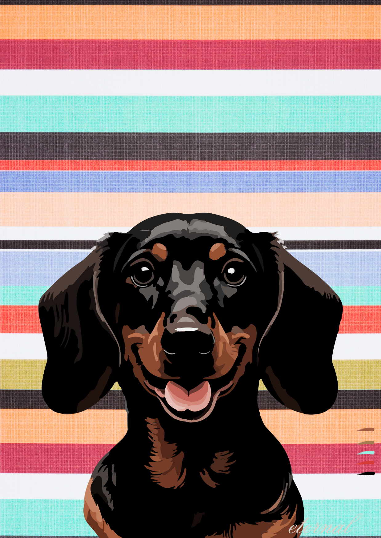 Dachshund Dog with Stripes Wall Art Print - Sydney Artist, Eternal Art Prints