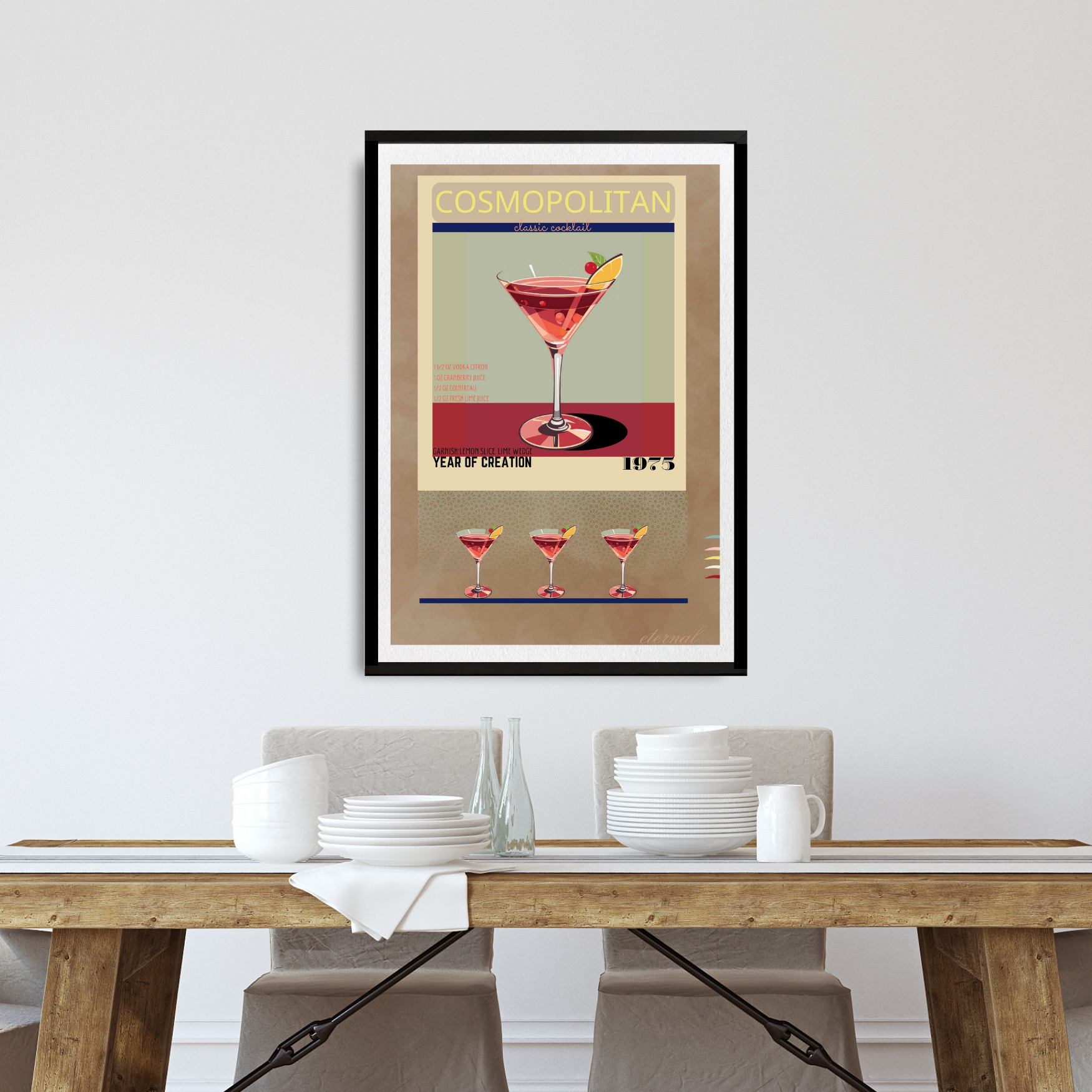 Cosmopolitan Retro Cocktail Culture Wall Art Print, Eternal Art Prints - Eternal Art & Design