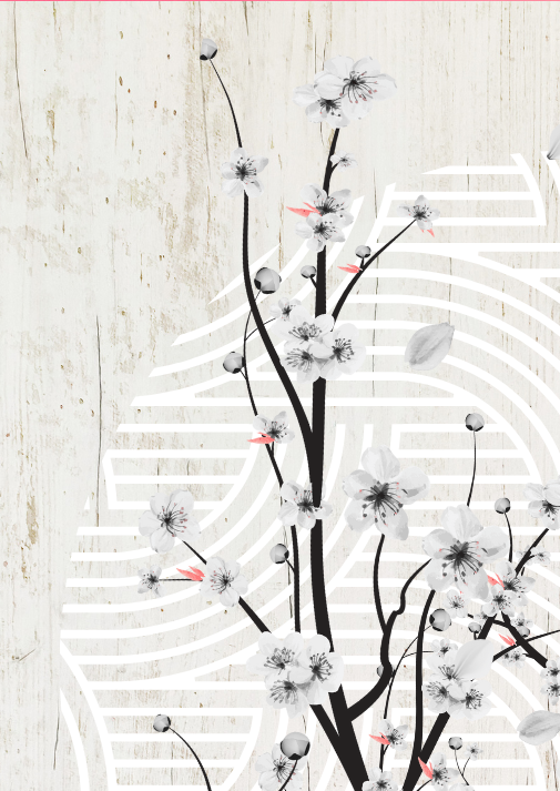 Oriental Cherry Blossom Minimalist Wall Art Print, Eternal Art & Design - Eternal Art & Design