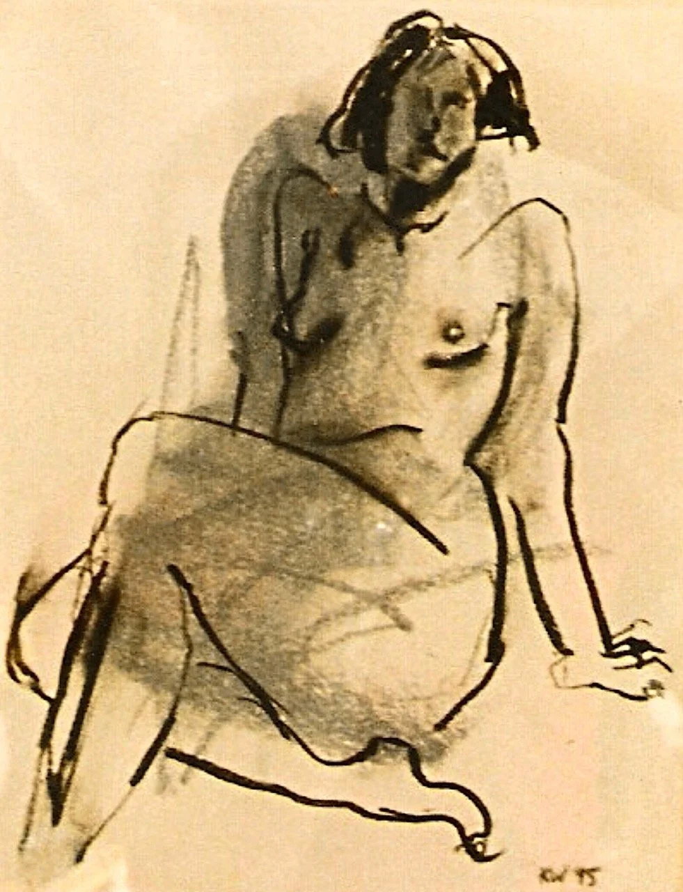 Nude sketch  | Soft Pastel on Stonehenge | 210mmw x 297mmh     PRIVATE OWNER