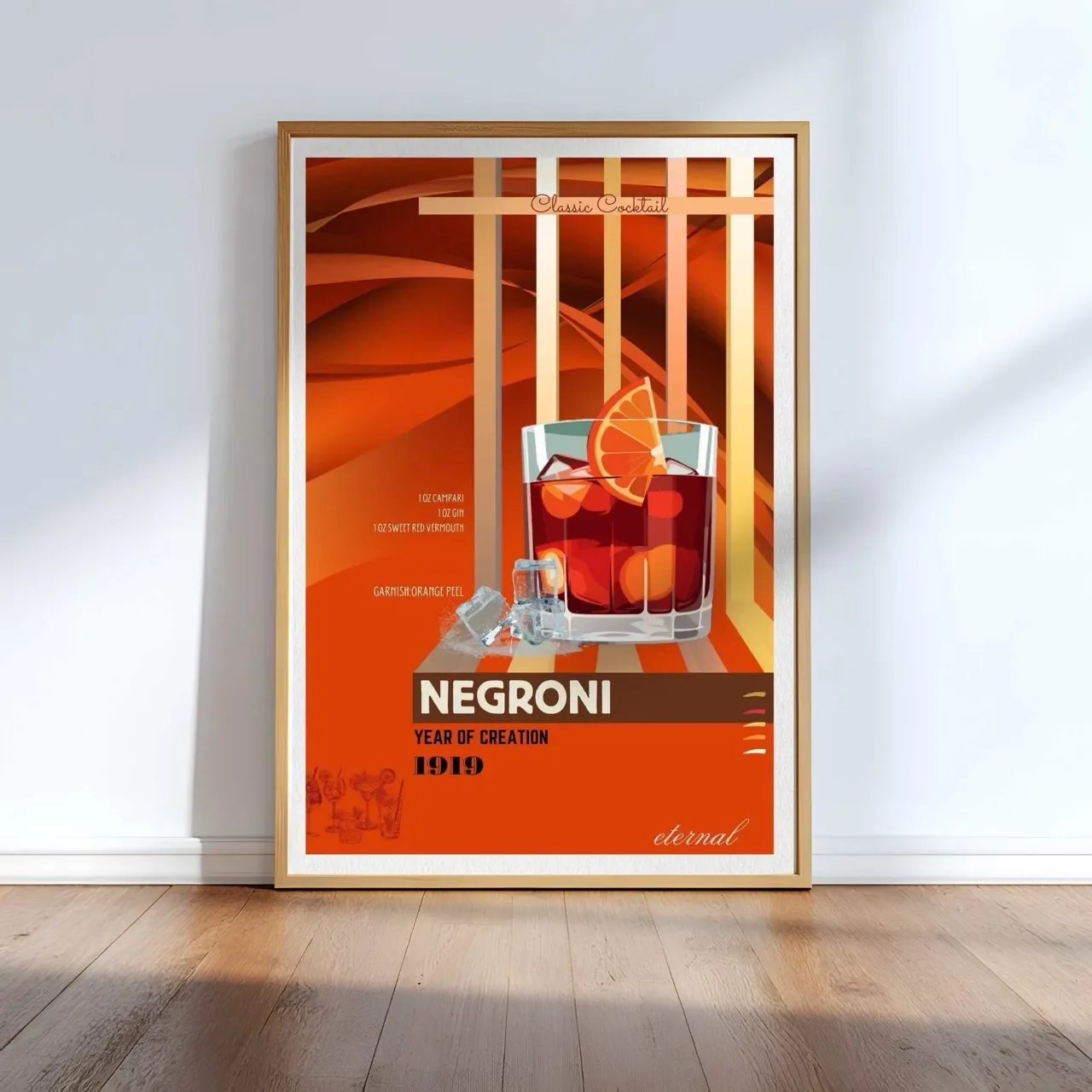 Negroni Cocktail Culture Wall Art Print, Eternal Art Prints