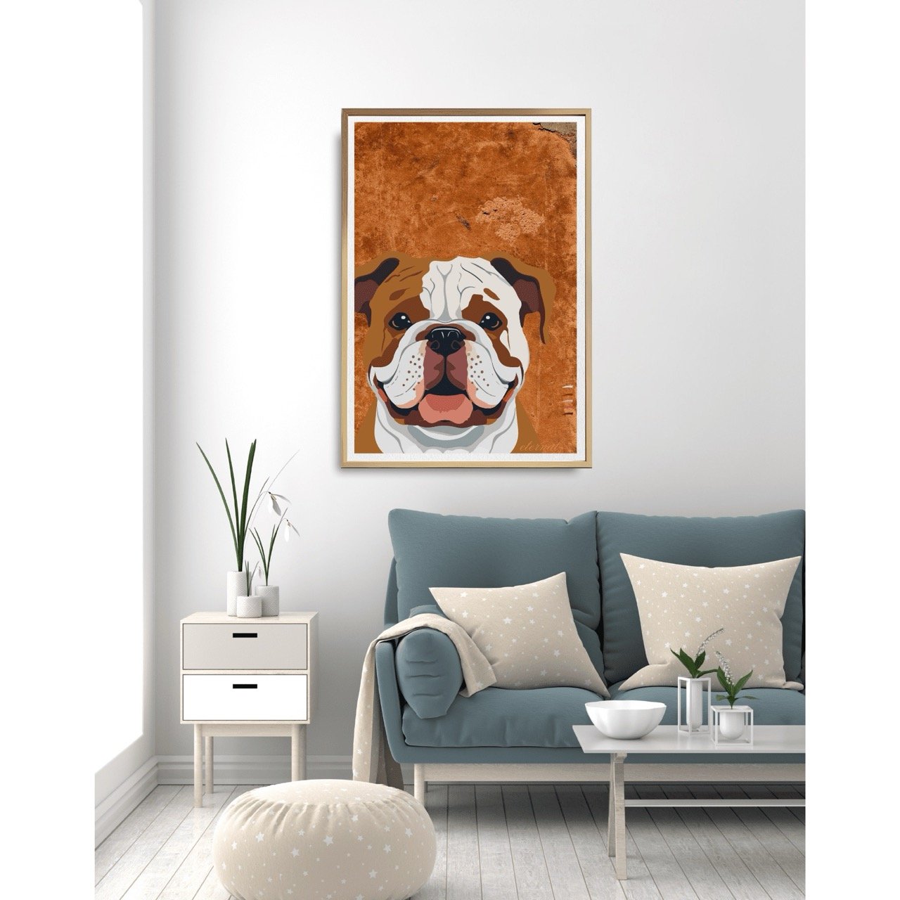 Bulldog Face Wall Art Print - Sydney Artist, Eternal Art Prints - Eternal Art & Design