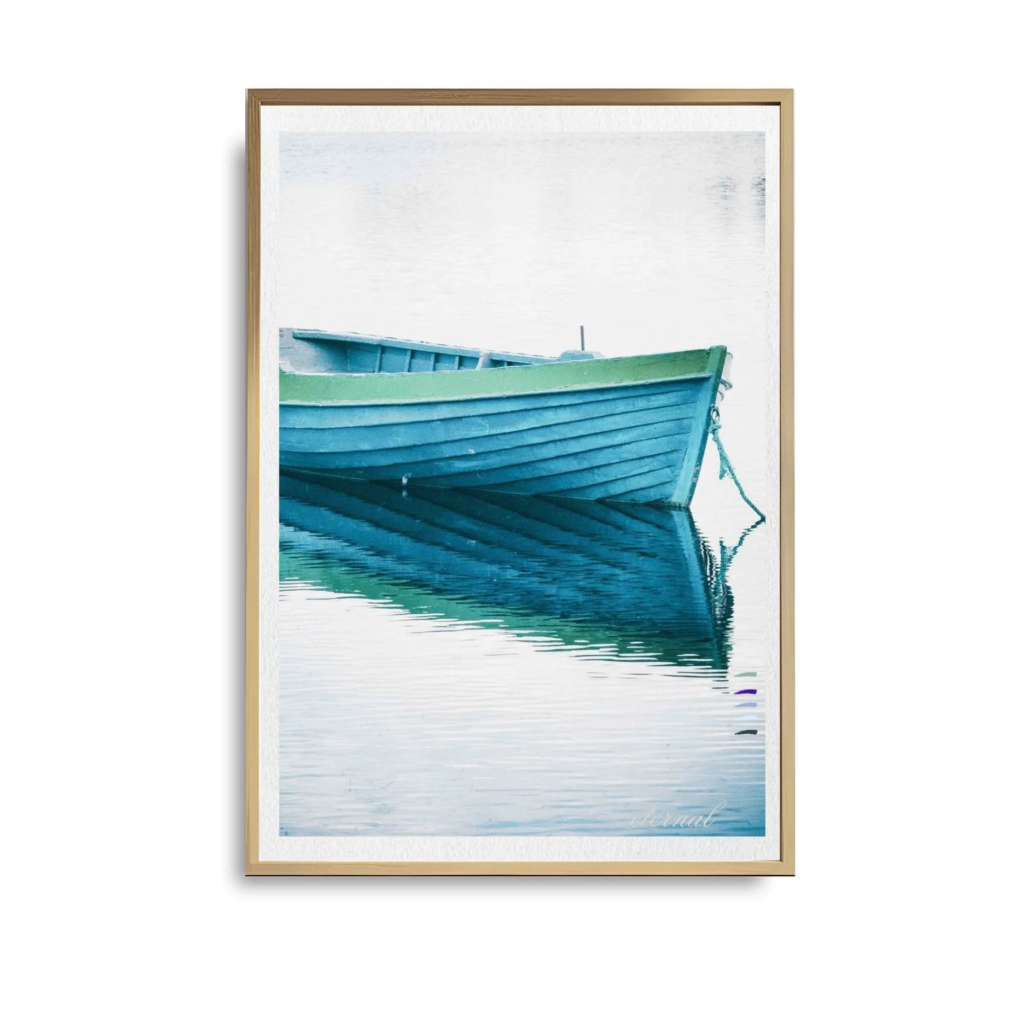 Blue Row Boat Rustic Ocean Wall Art Print, Eternal Art Prints - Eternal Art & Design