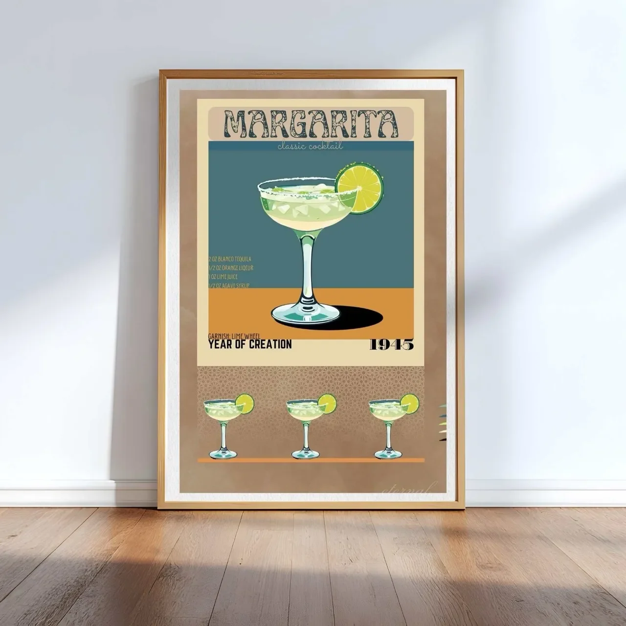 Retro Margarita Classic Cocktail Culture Wall Art Print, Eternal Art Prints