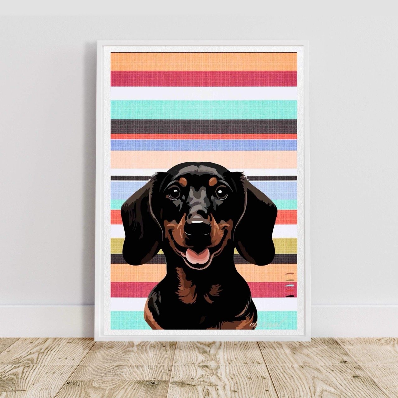 Dachshund Dog with Stripes Wall Art Print - Sydney Artist, Eternal Art Prints