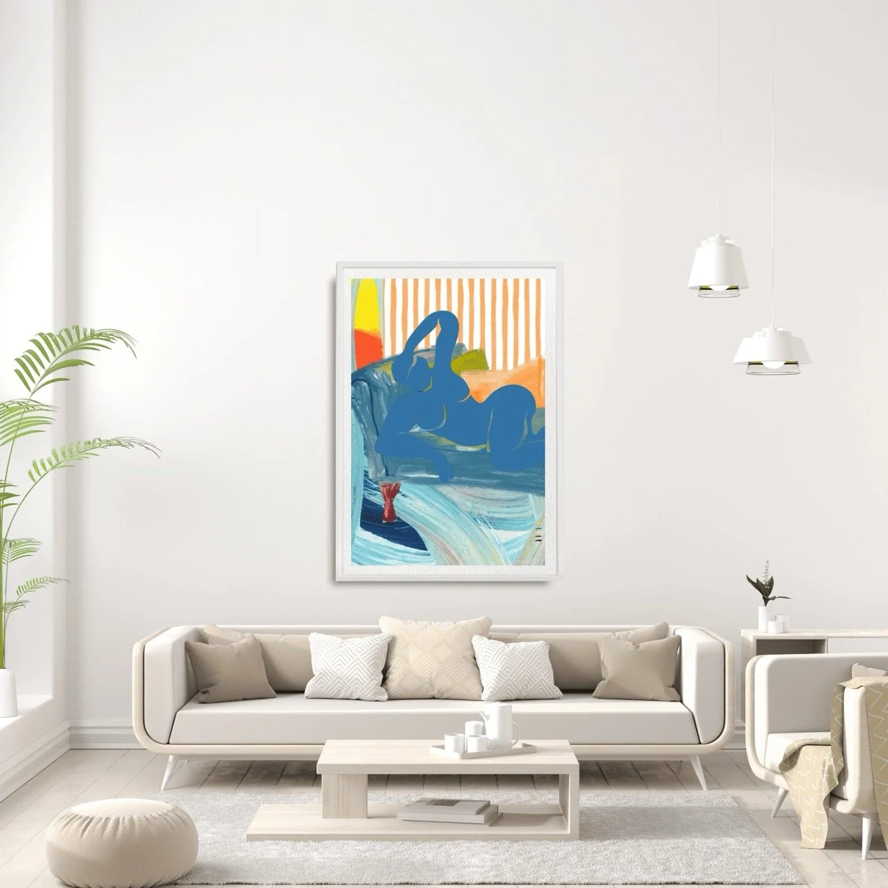 Modern Reclining Woman with Stripes Art Print, Sydney Artist - Eternal Art Prints - Eternal Art & Design