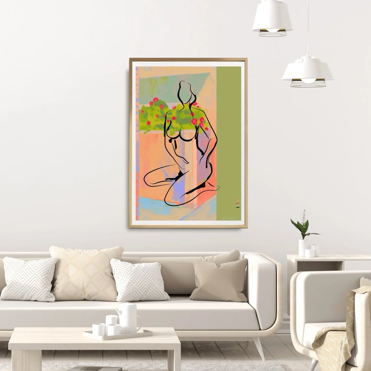 Female figure Nude with Red Flower Art Print, Sydney Artist - Eternal Art Prints - Eternal Art & Design