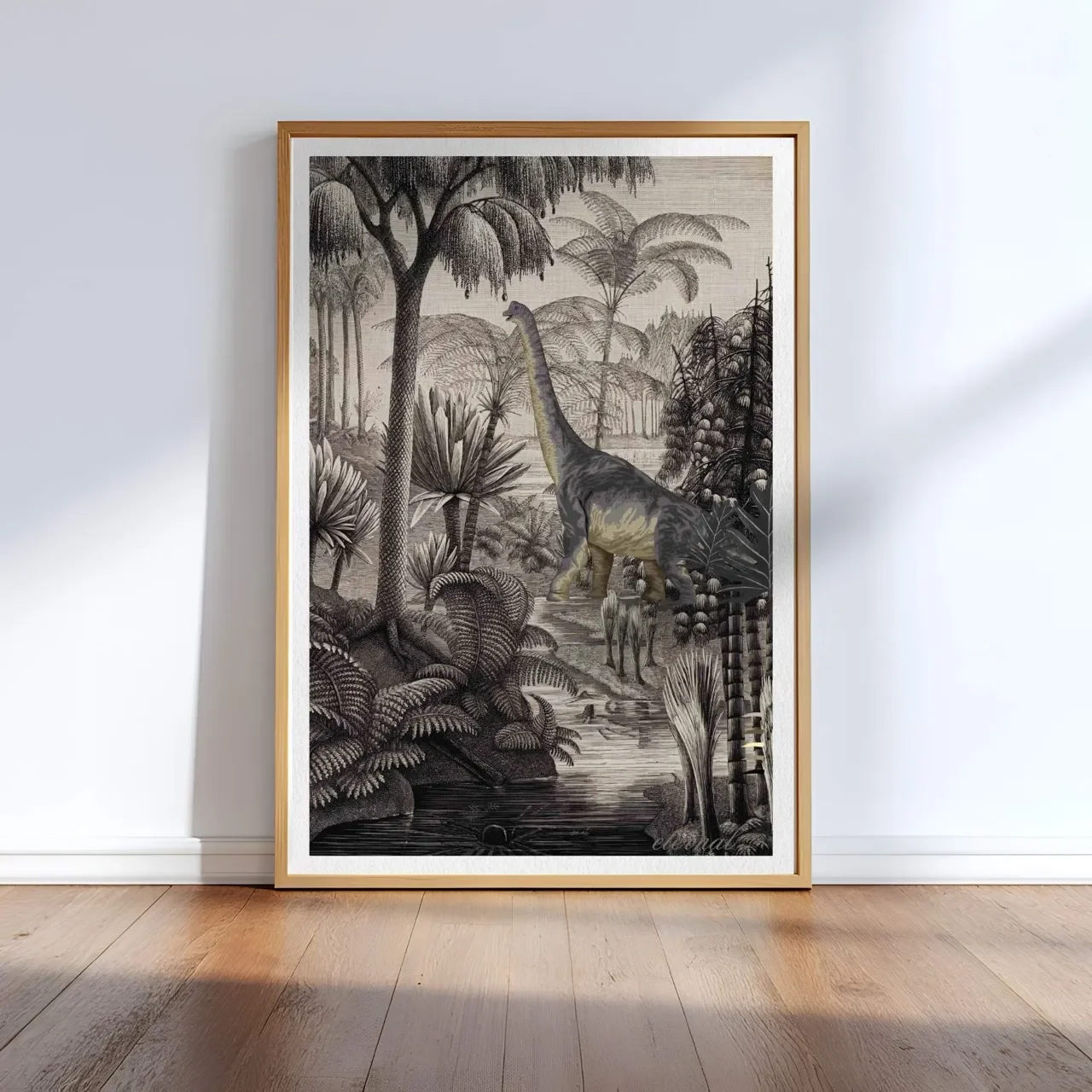 oak framed brontosaurus print A10009 Large cnr_converted.webp