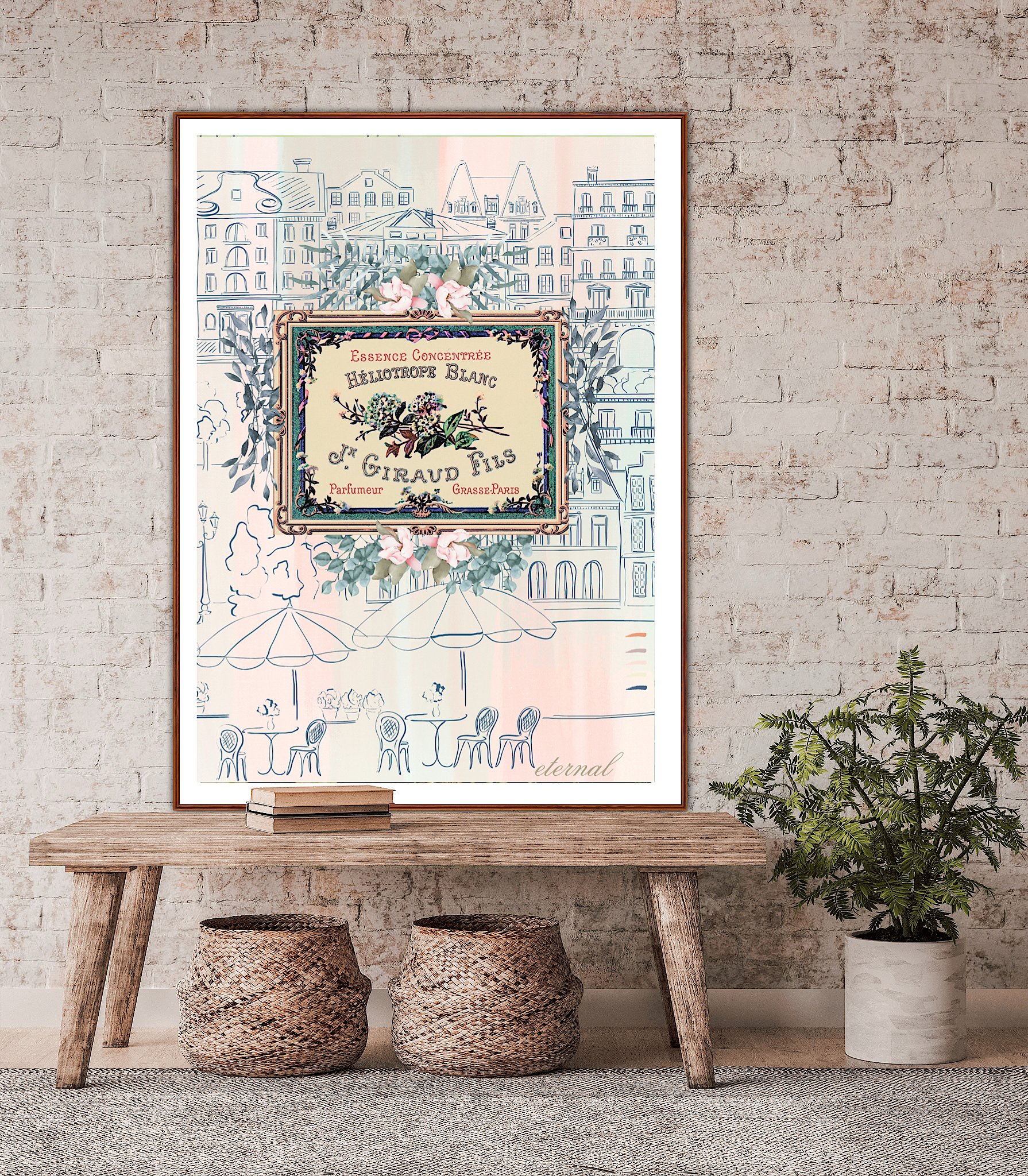 Parisian Cityscape Botanical Print - Special Edition Wall Art Eternal Art & Design - Eternal Art & Design