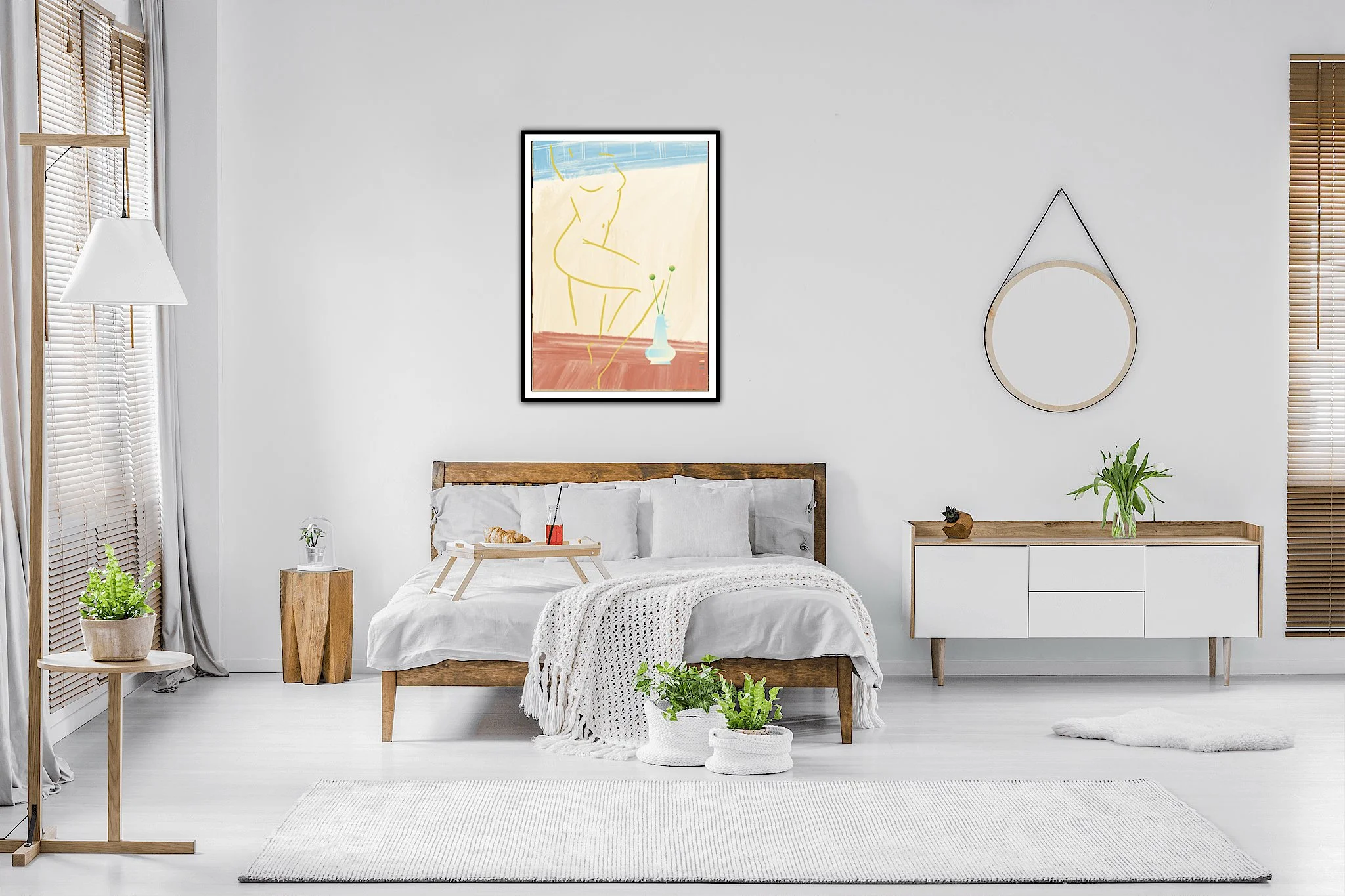 Nude Female with Blue Vase Wall Art Print, Sydney Artist - Eternal Art & Design - Eternal Art & Design