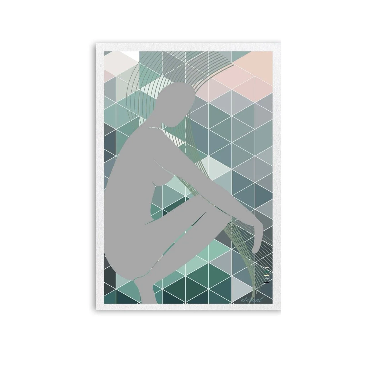 Female Nude Figure with Green Mosaic Wall Art Print, Sydney Artist - Eternal Art Prints - Eternal Art & Design