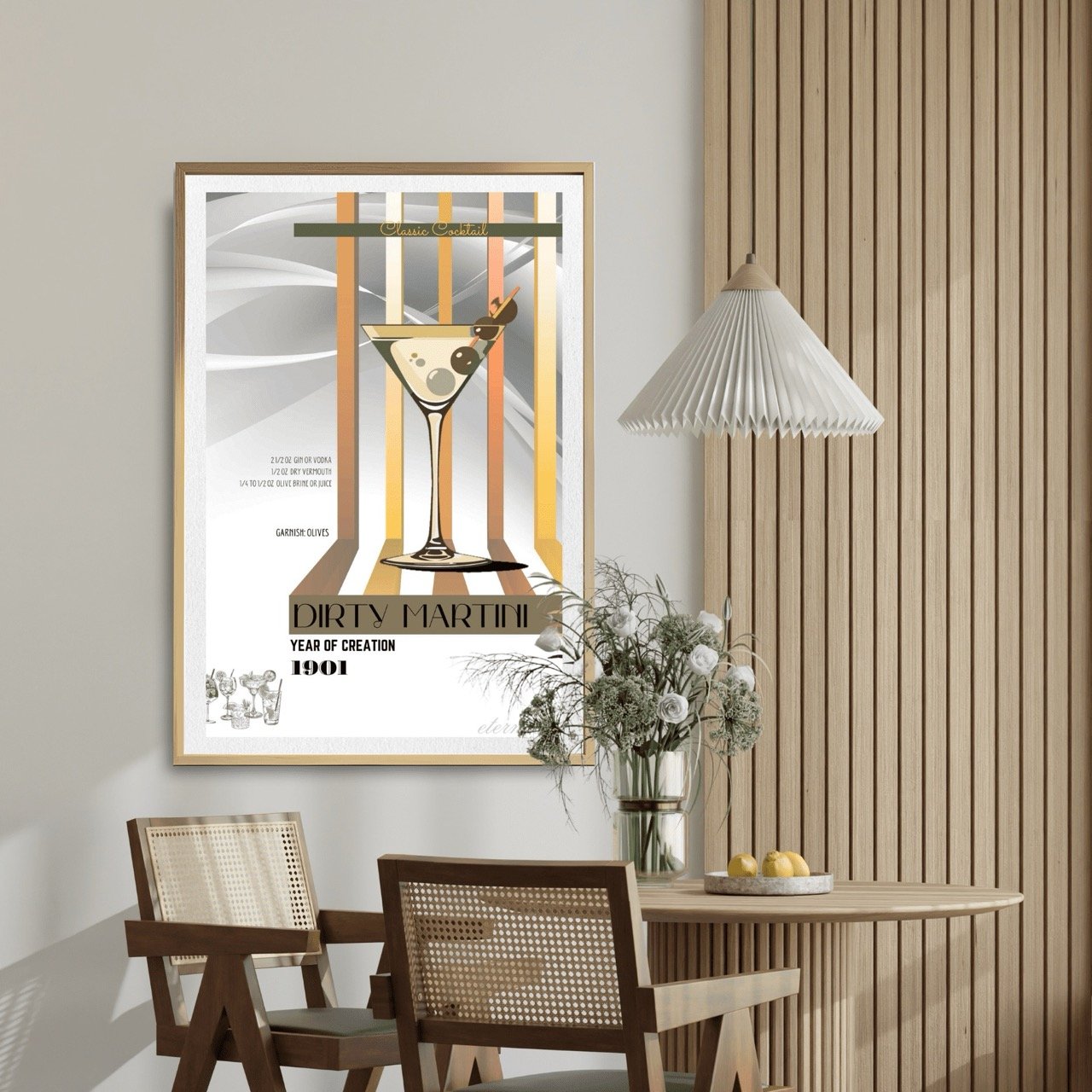 Retro Dirty Martini Classic Cocktail Culture Wall Art Print, Eternal Art Prints - Eternal Art & Design