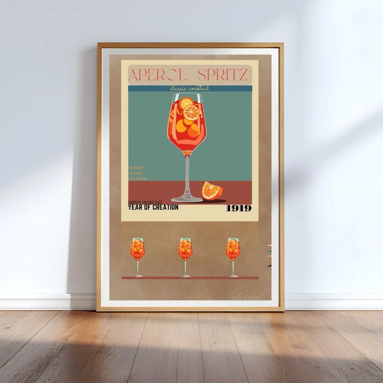 Aperol Spritz Retro Cocktail Culture Wall Art Print, Eternal Art Prints