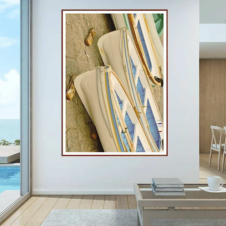 Nautical White & Blue Boats Wall Art Print, Etrenal Art & Design - Eternal Art & Design