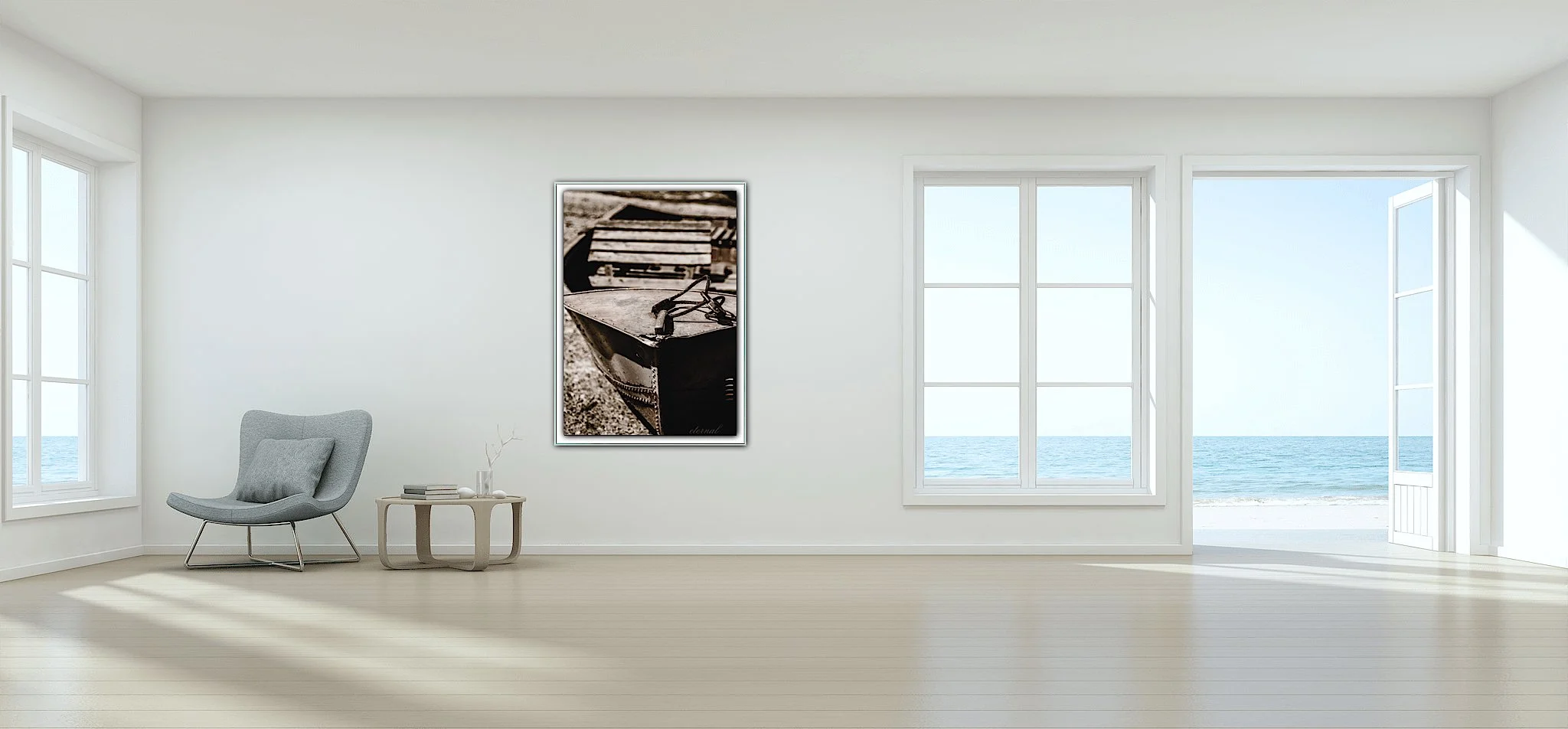 Rustic Wood Metal Boat Wall Art Print,Eternal Art & Design - Eternal Art & Design