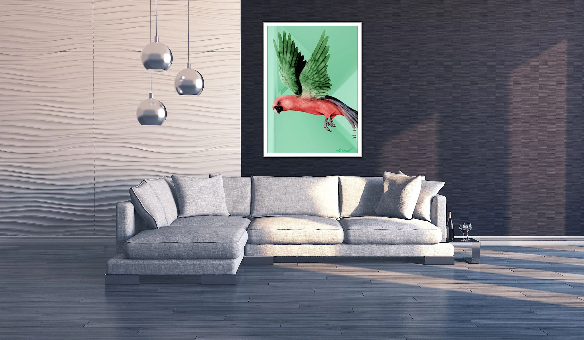 Parrot Bird Flight Wall Art Print - Sydney Artist, Eternal Art & Design - Eternal Art & Design
