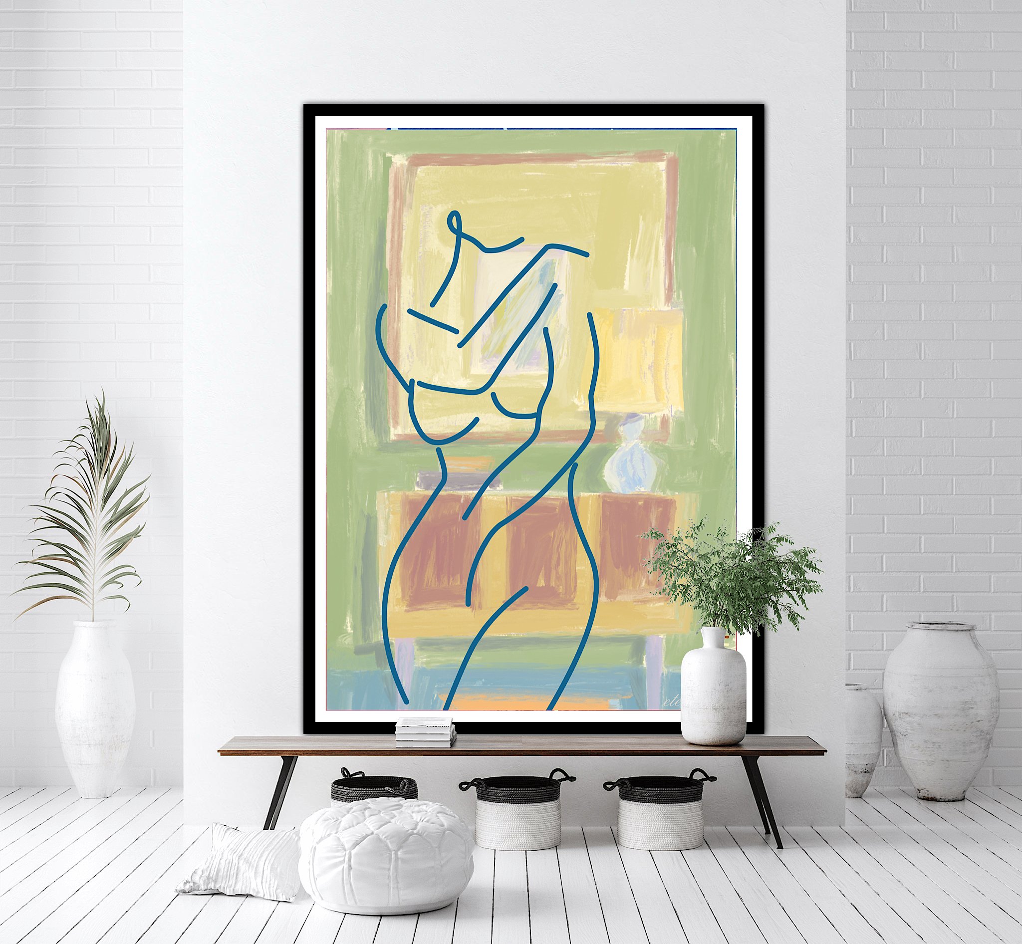 Elegant Blue Line Drawing Wall Art Print, Sydney Artist - Eternal Art & Design - Eternal Art & Design