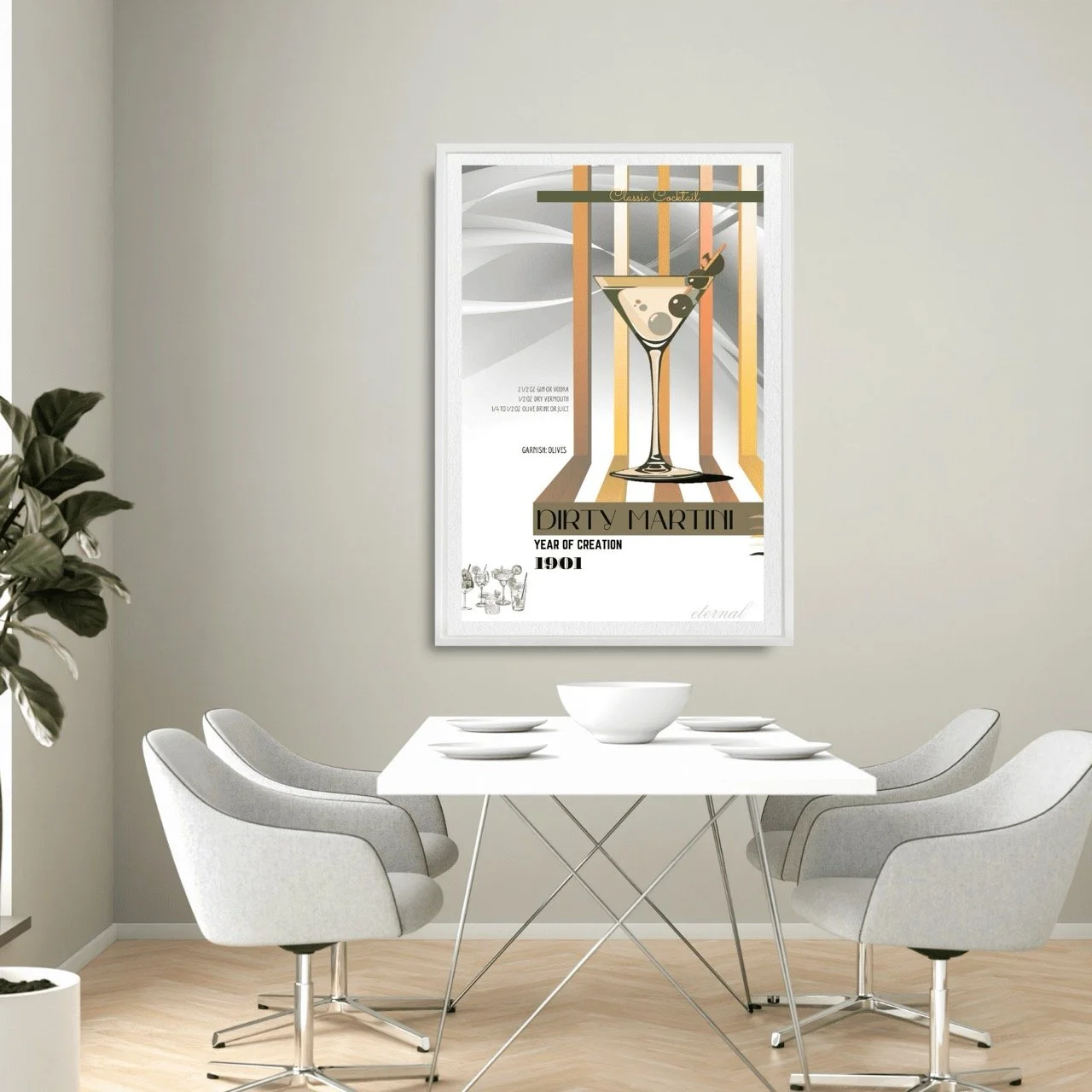 Retro Dirty Martini Classic Cocktail Culture Wall Art Print, Eternal Art Prints - Eternal Art & Design