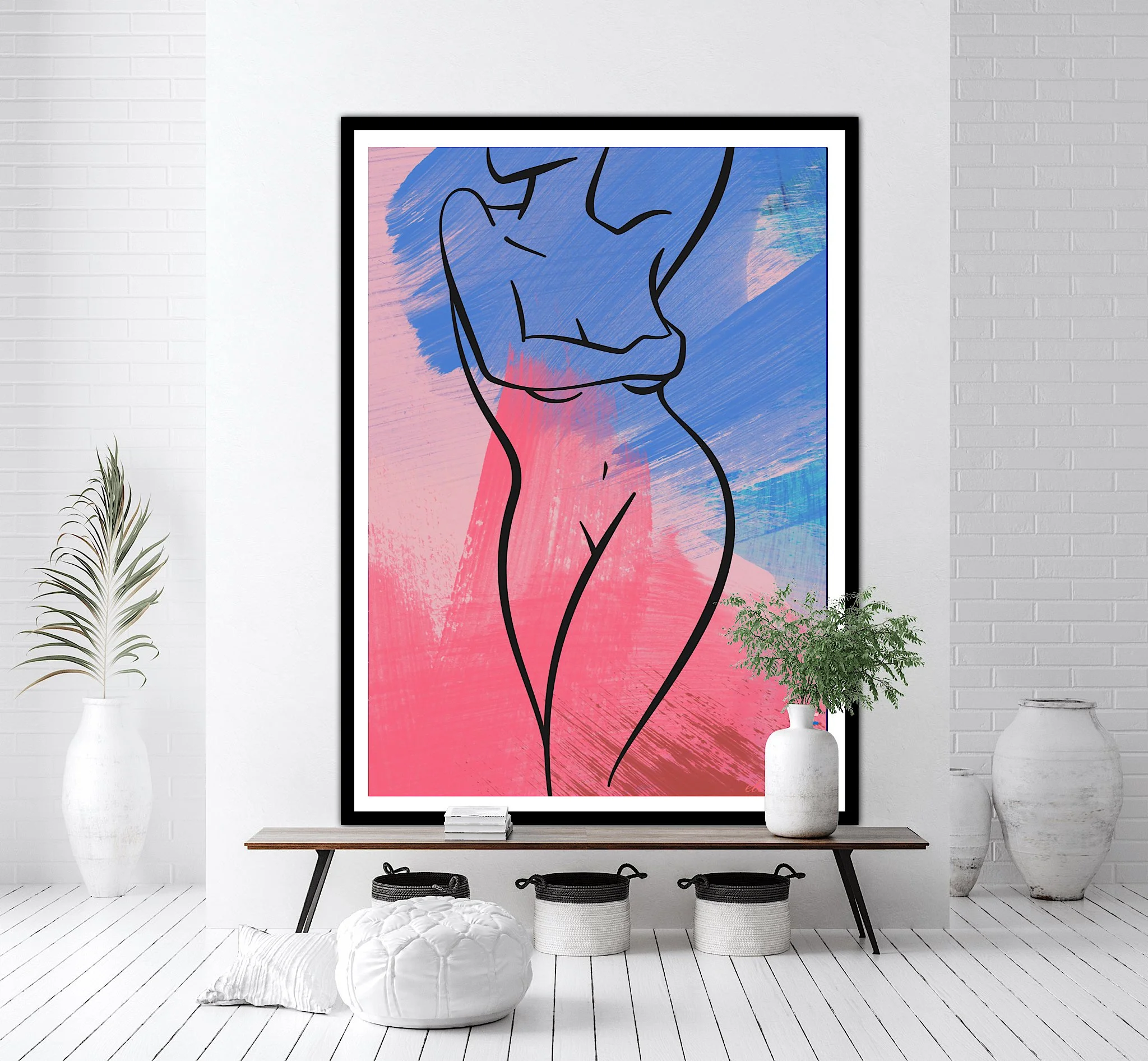 Nude Female Silhouette with brushstrokes Art Print, Sydney Artist - Eternal Art & Design - Eternal Art & Design