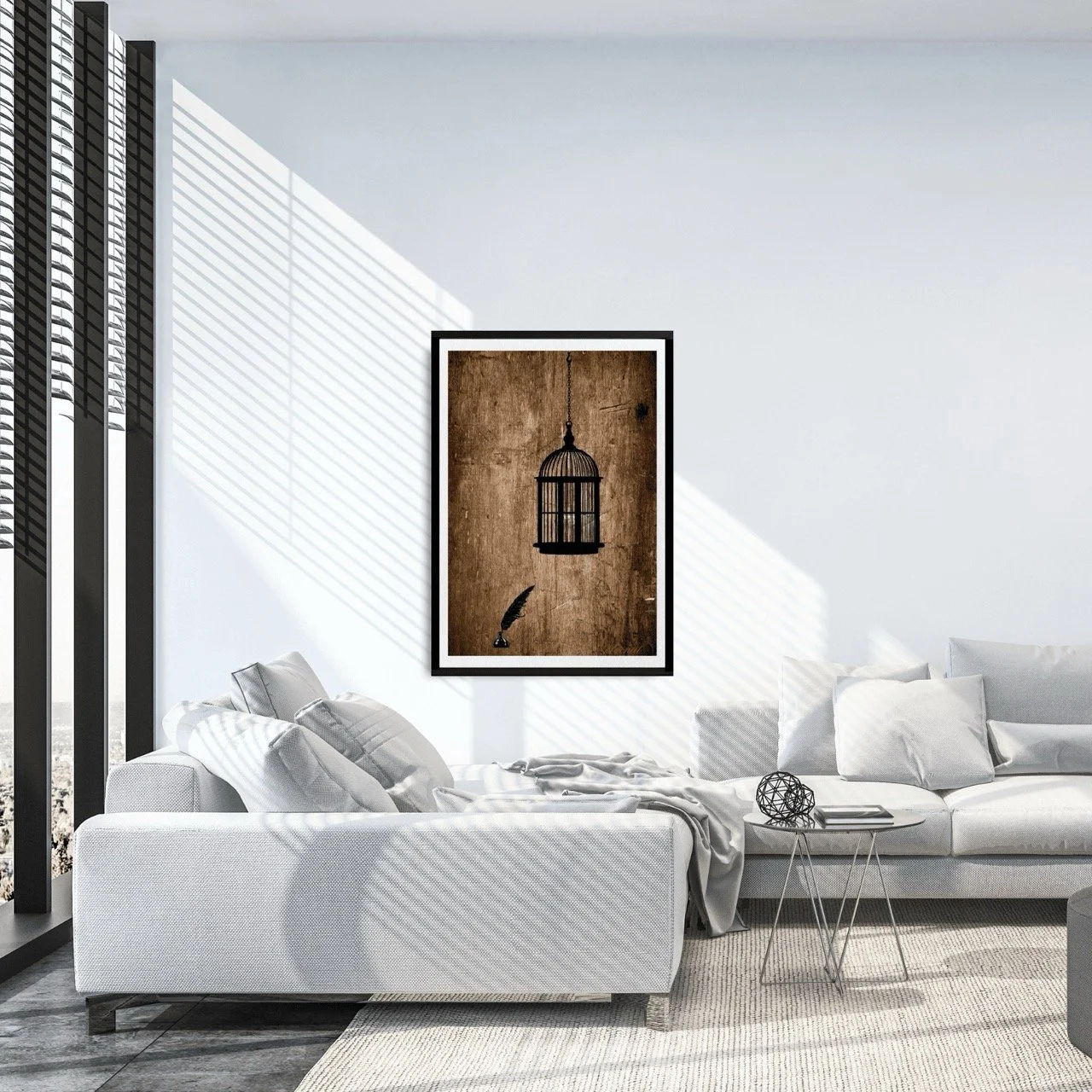 Birdcage Ink and Quill Wall Art Print, Eternal Art Prints - Eternal Art & Design